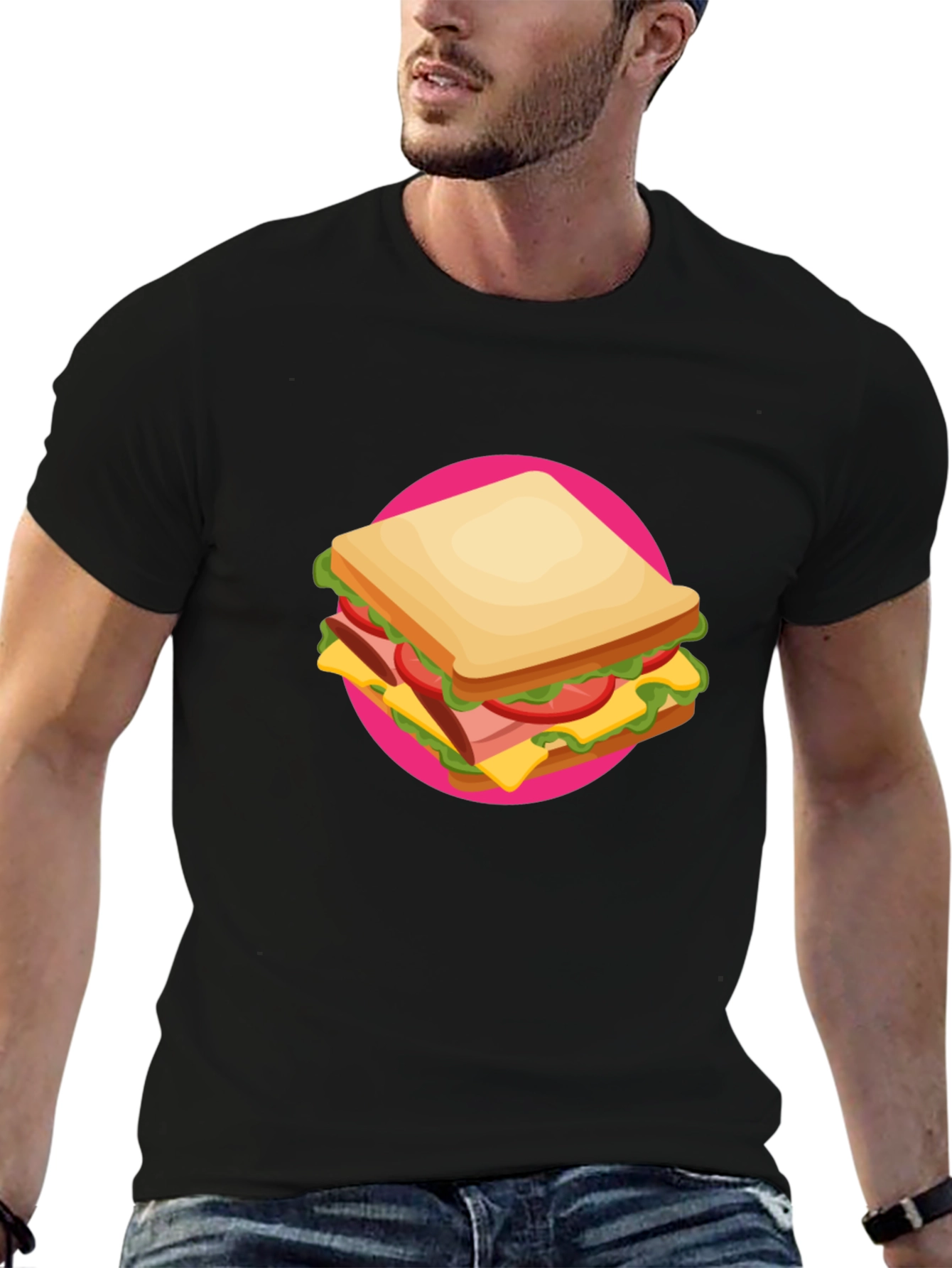 Sandwich Graphic Tee - Casual Crew Neck T-Shirt
