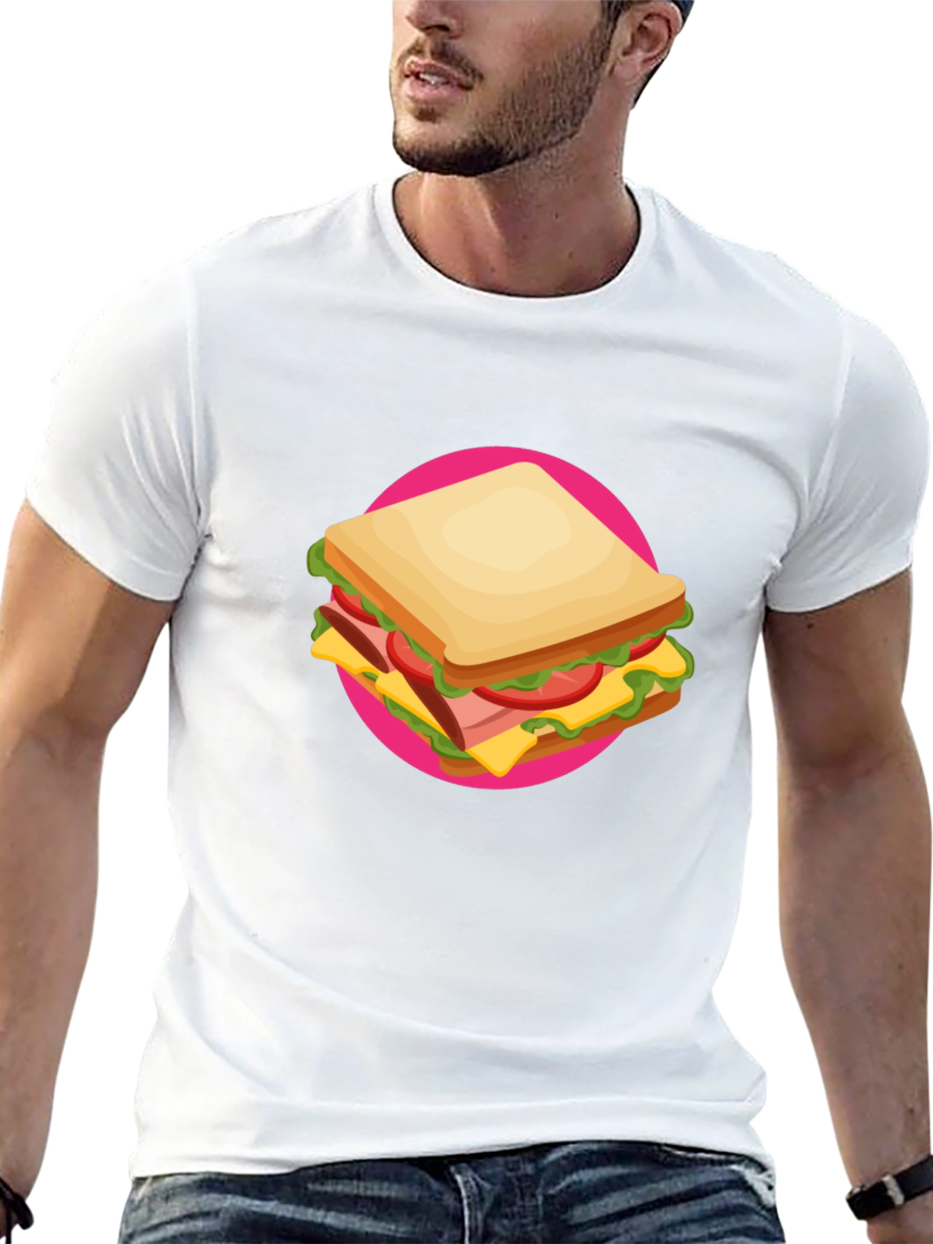 Sandwich Graphic Tee - Casual Crew Neck T-Shirt