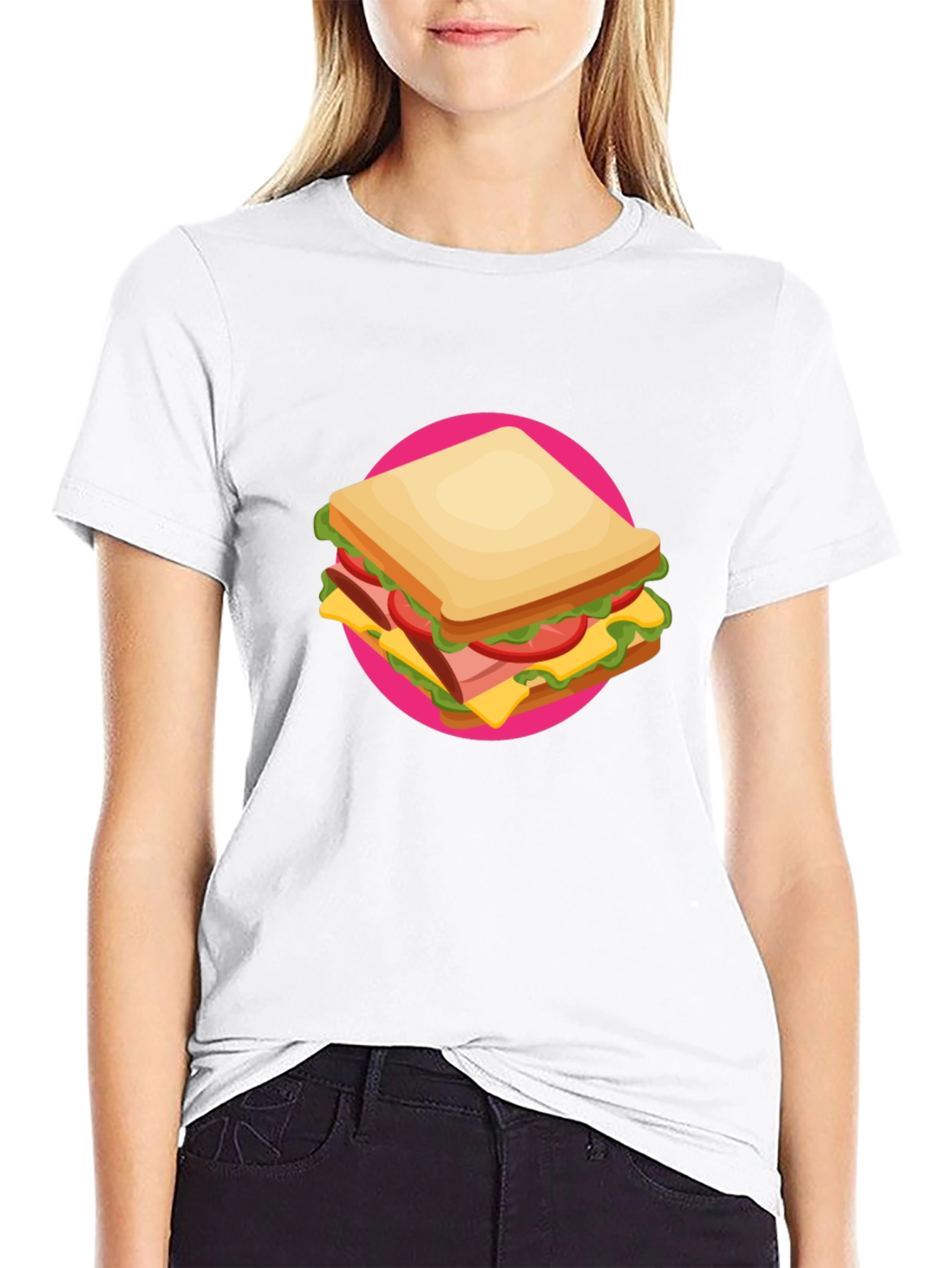 Sandwich Graphic Tee - Casual Crew Neck T-Shirt