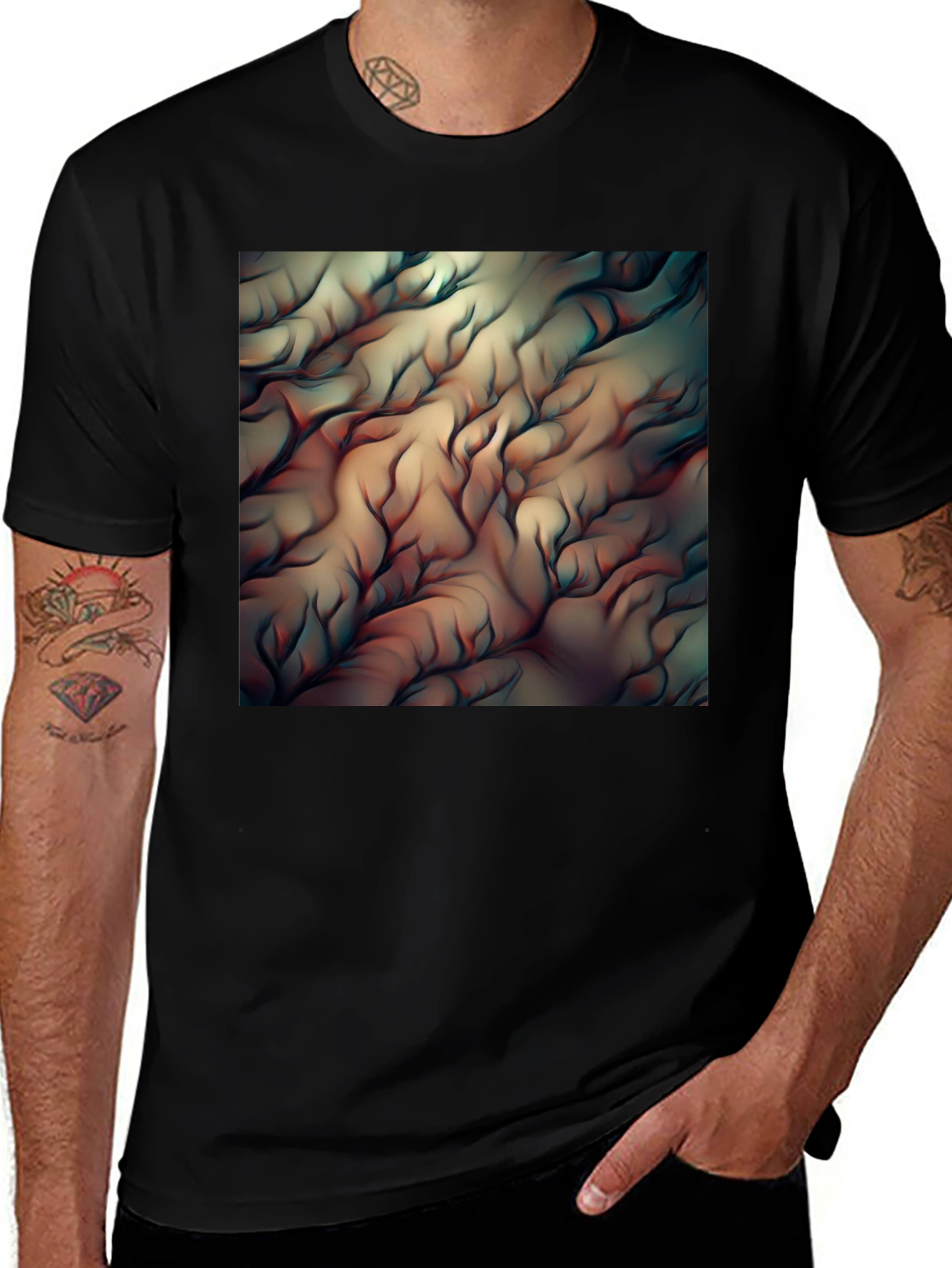 Abstract Flowing Lines Graphic T-Shirt