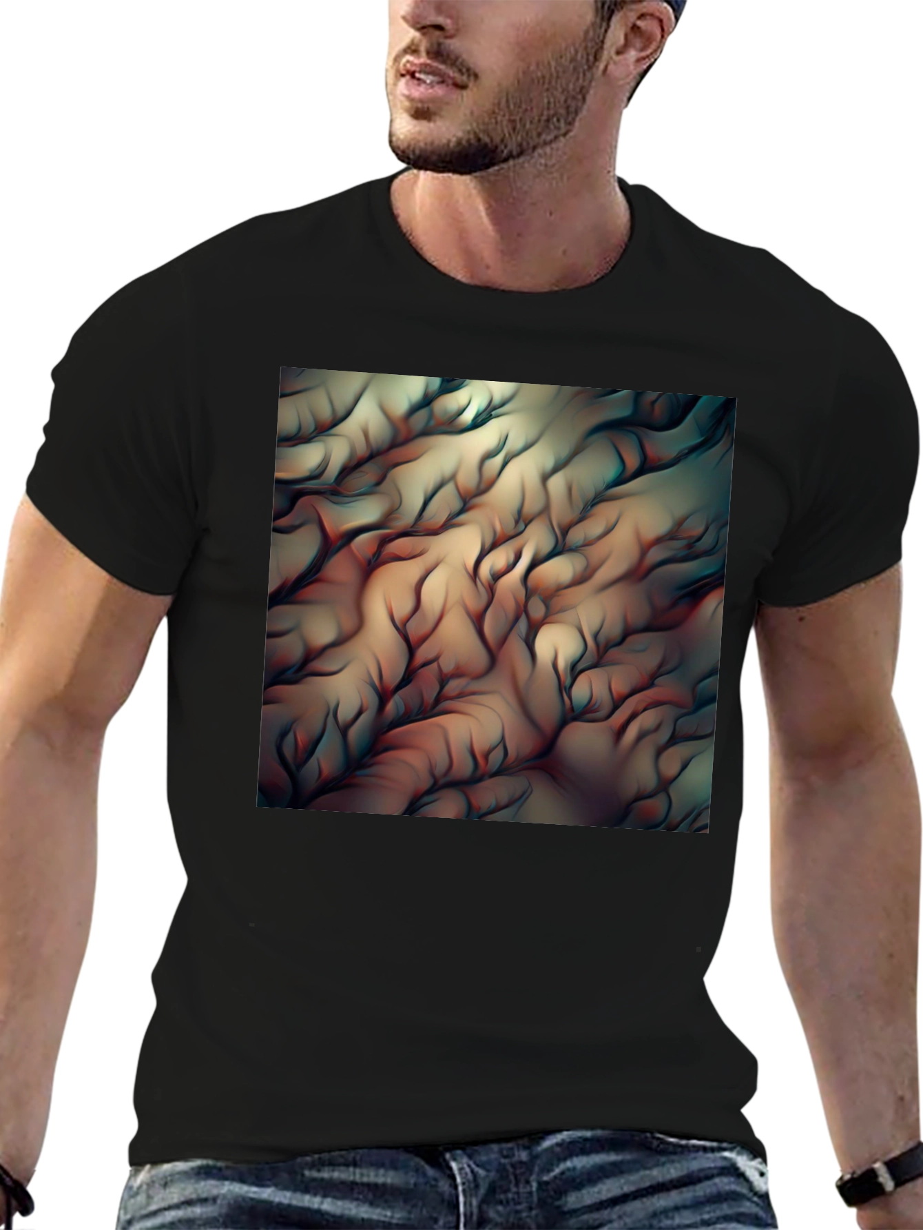 Abstract Flowing Lines Graphic T-Shirt