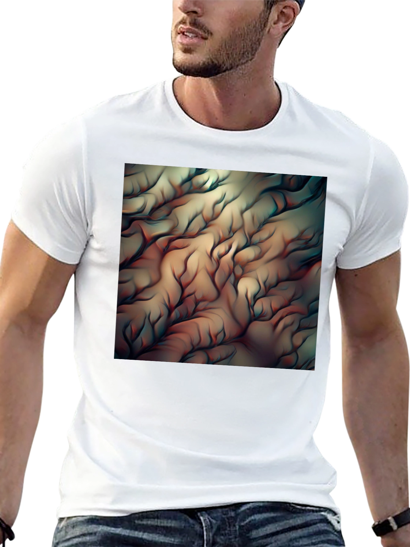Abstract Flowing Lines Graphic T-Shirt