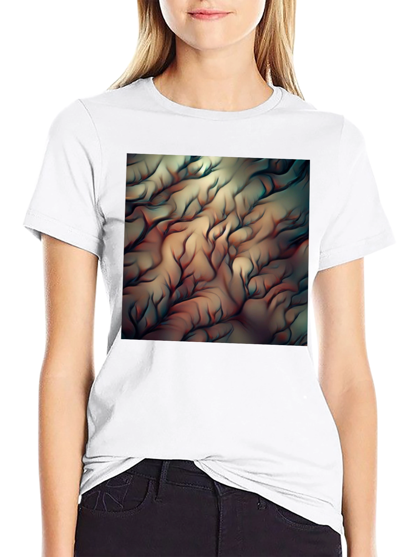 Abstract Flowing Lines Graphic T-Shirt
