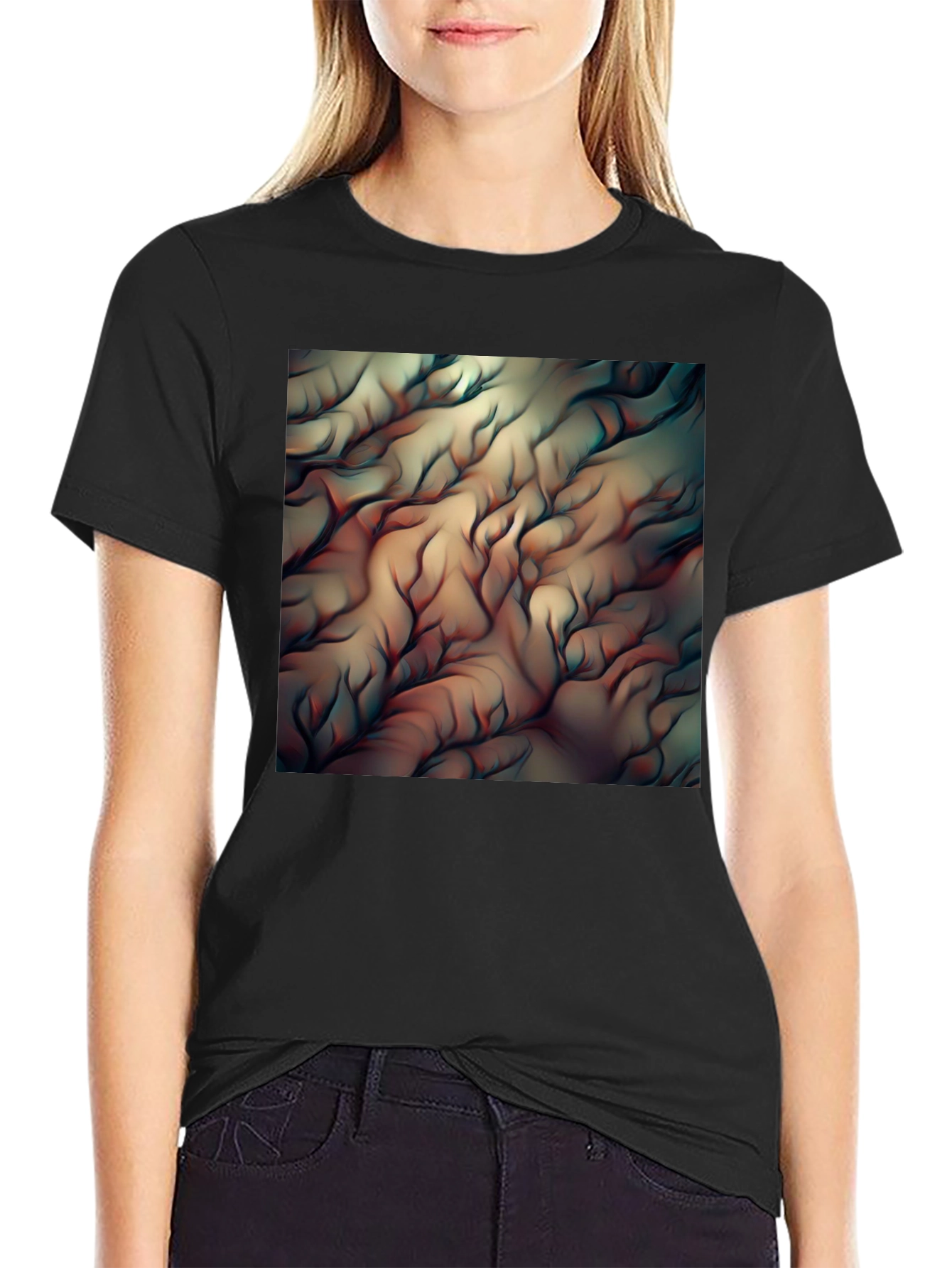 Abstract Flowing Lines Graphic T-Shirt