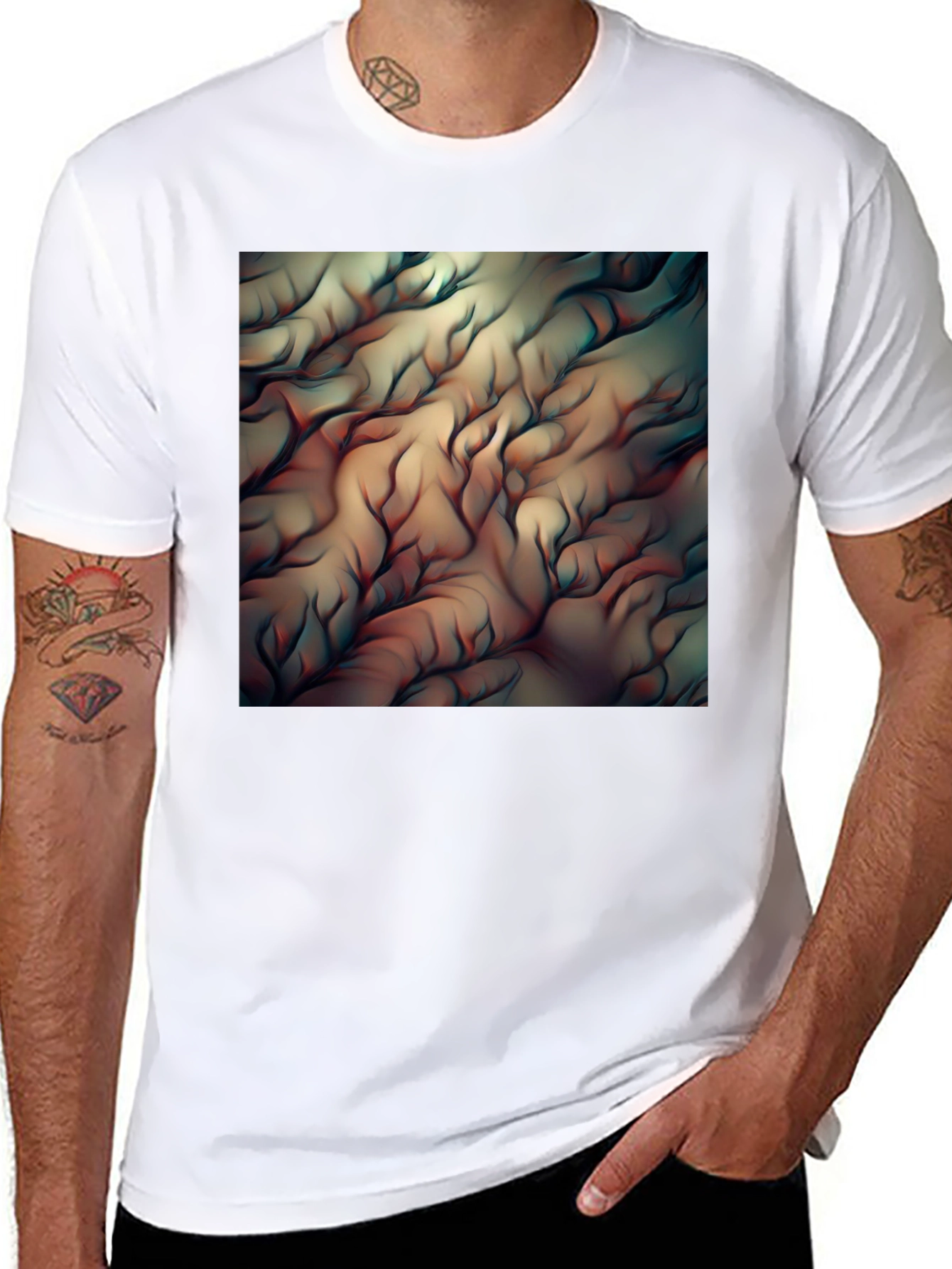 Abstract Flowing Lines Graphic T-Shirt