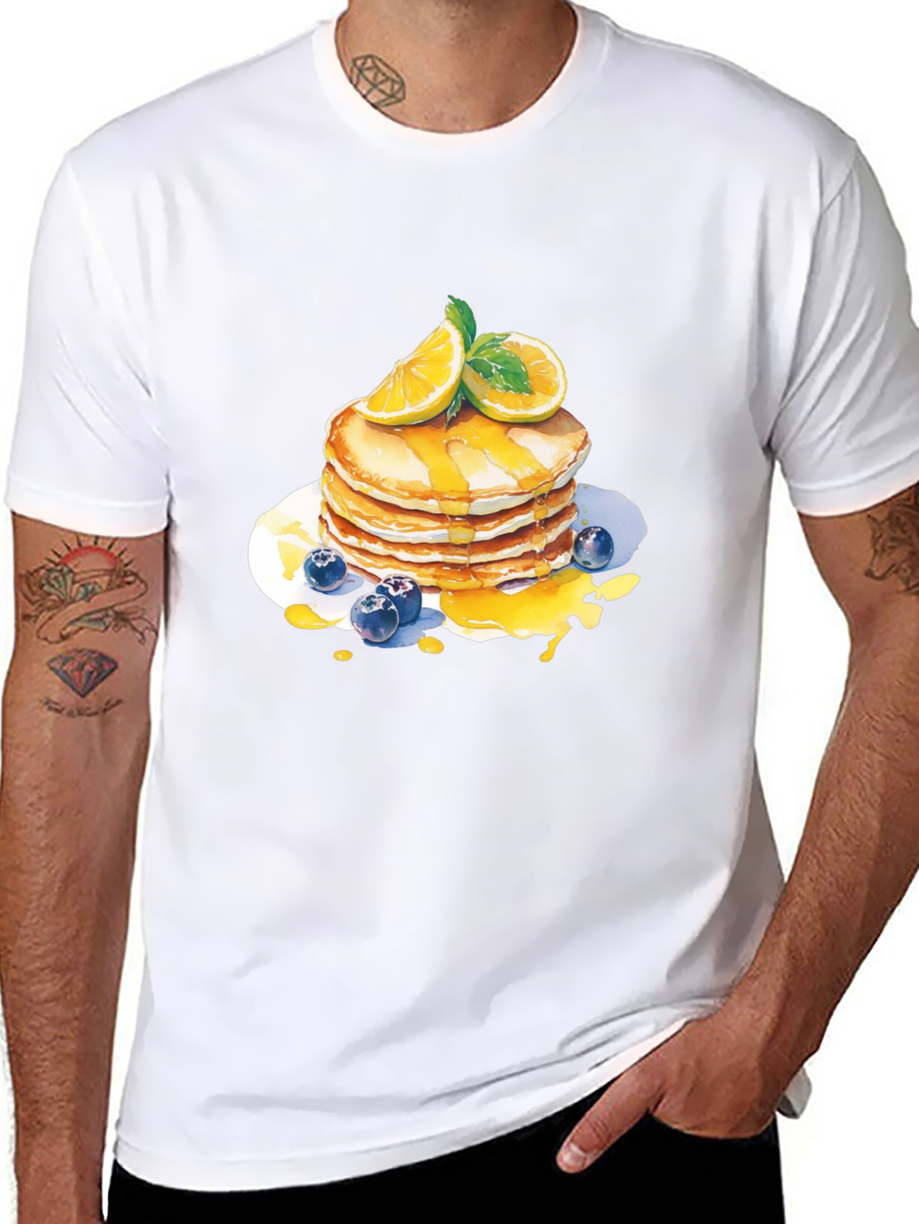 Pancake Stack Graphic Tee - Sweet Breakfast Shirt