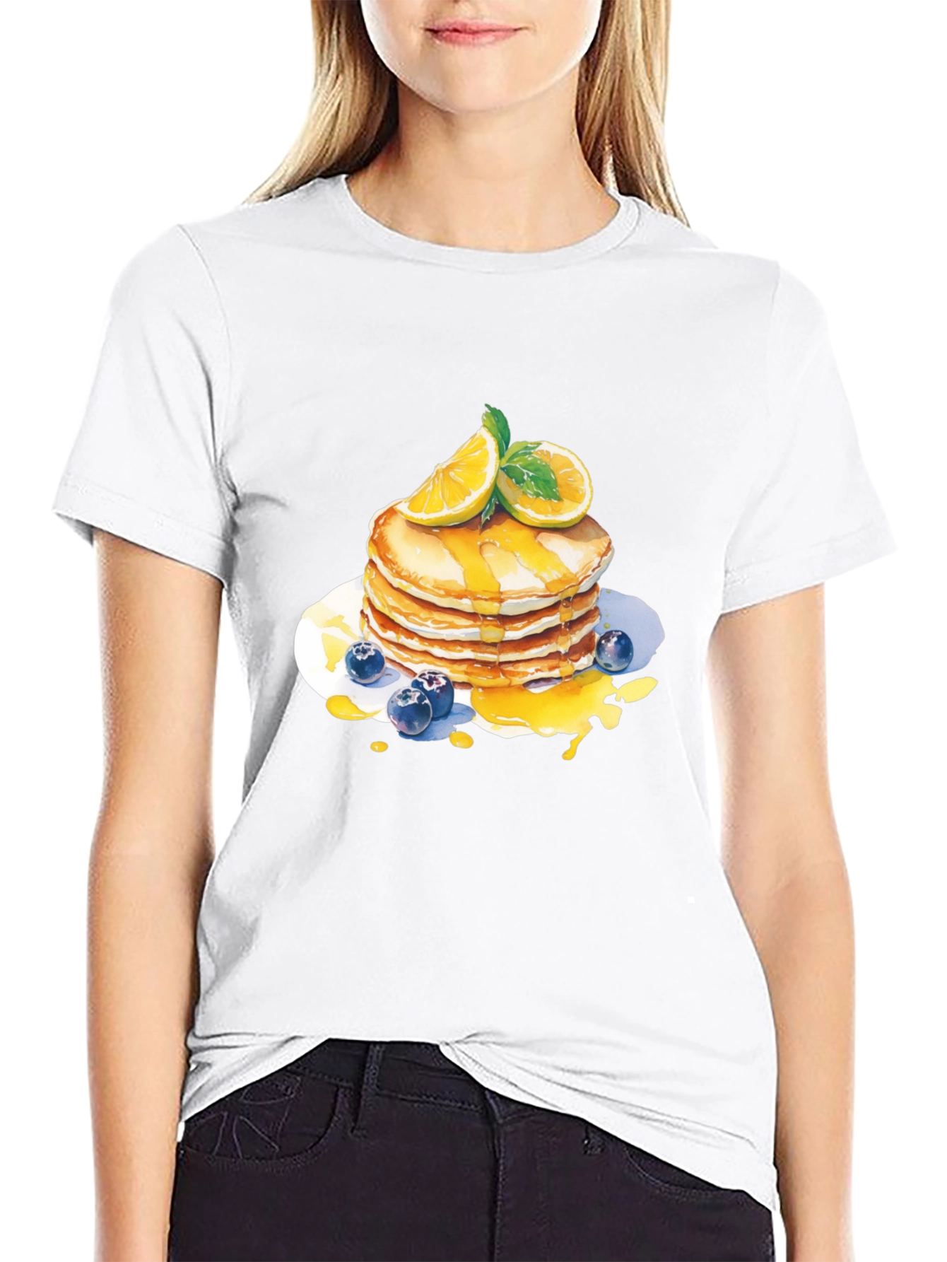 Pancake Stack Graphic Tee - Sweet Breakfast Shirt