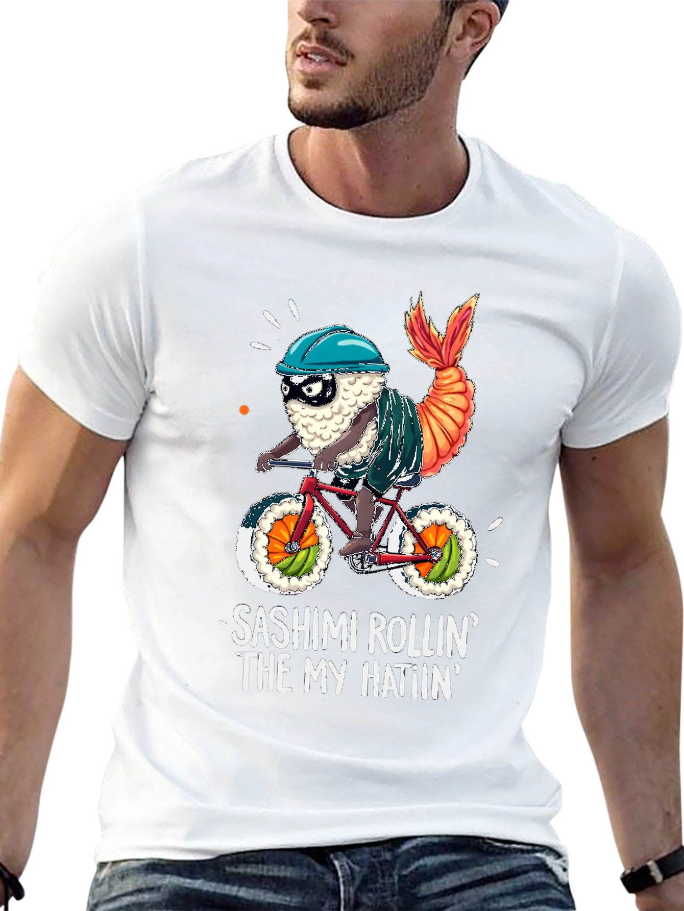 Sashimi Rollin T-Shirt - Funny Sushi Bike Tee