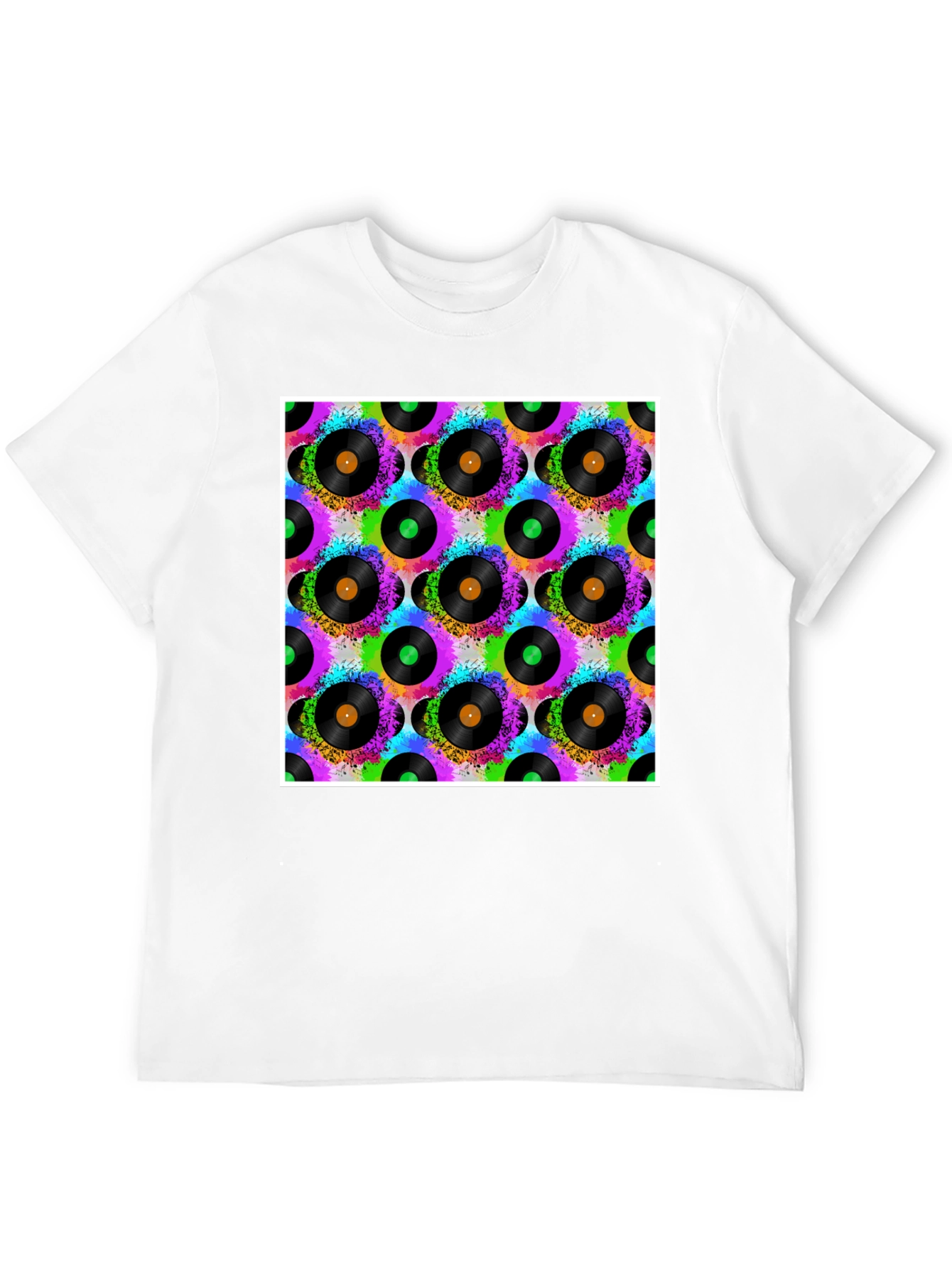 Vinyl Record Pattern T-Shirt
