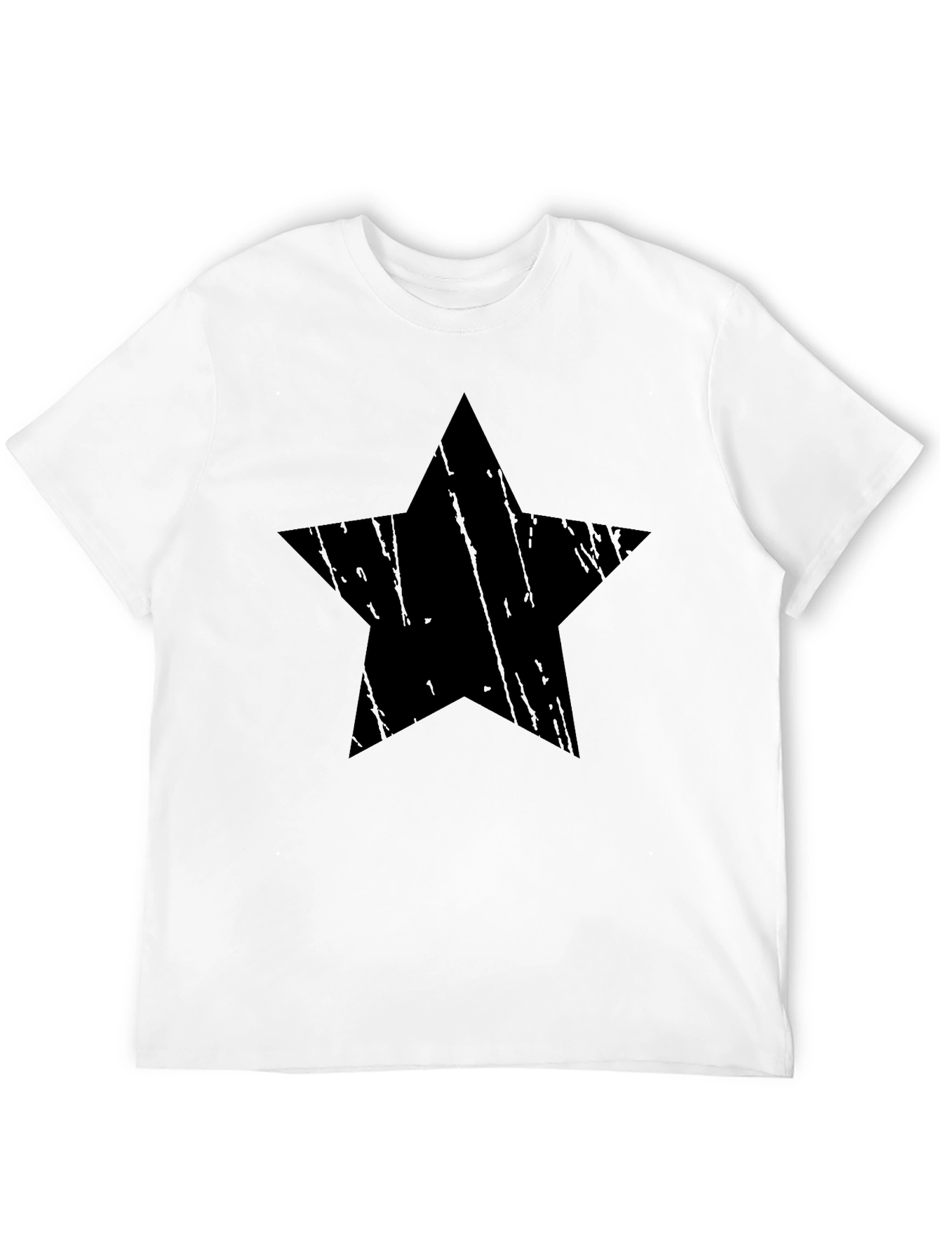 Distressed Star Graphic Black T-Shirt - Mens Casual Tee
