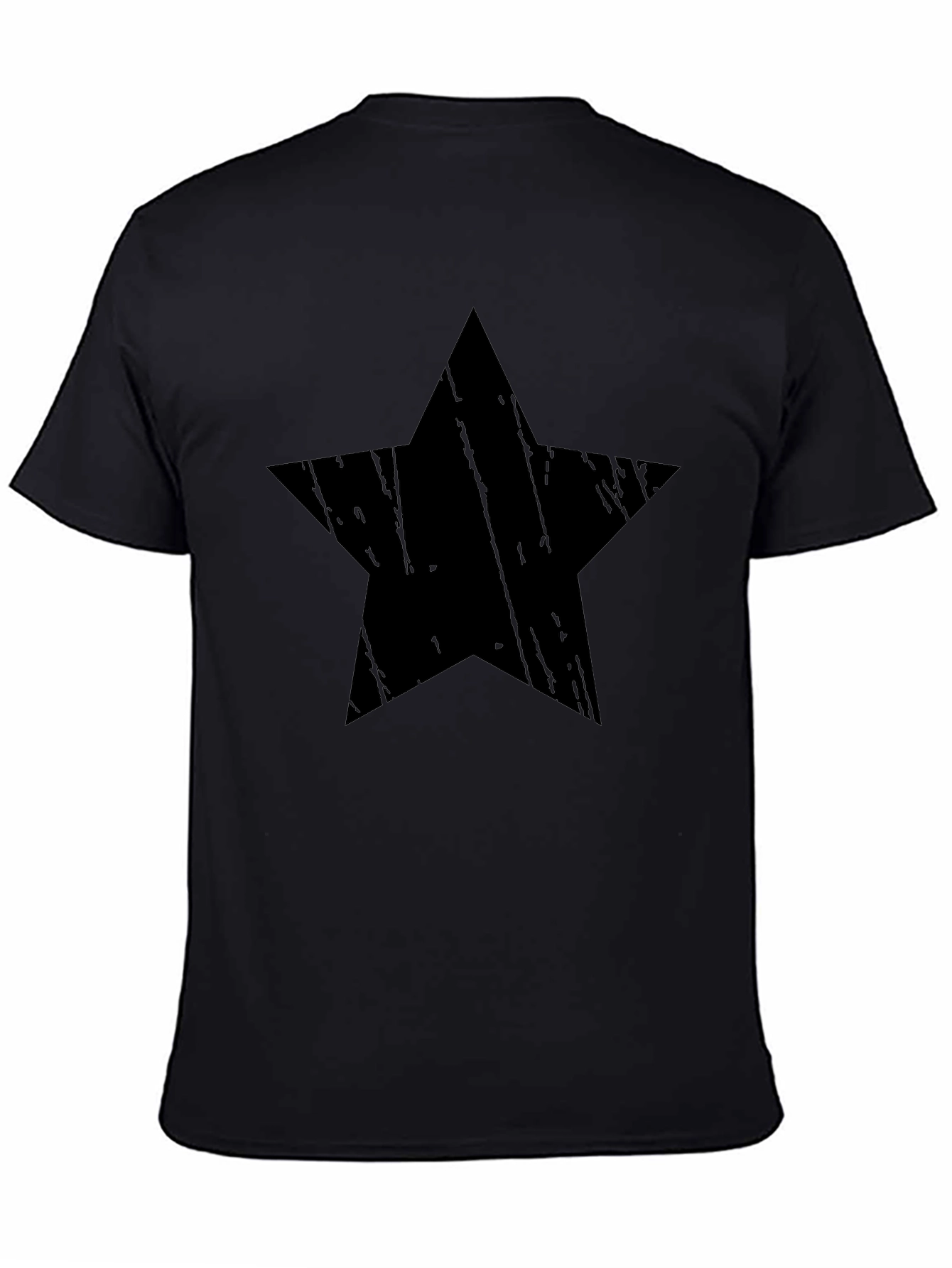 Distressed Star Graphic Black T-Shirt - Mens Casual Tee