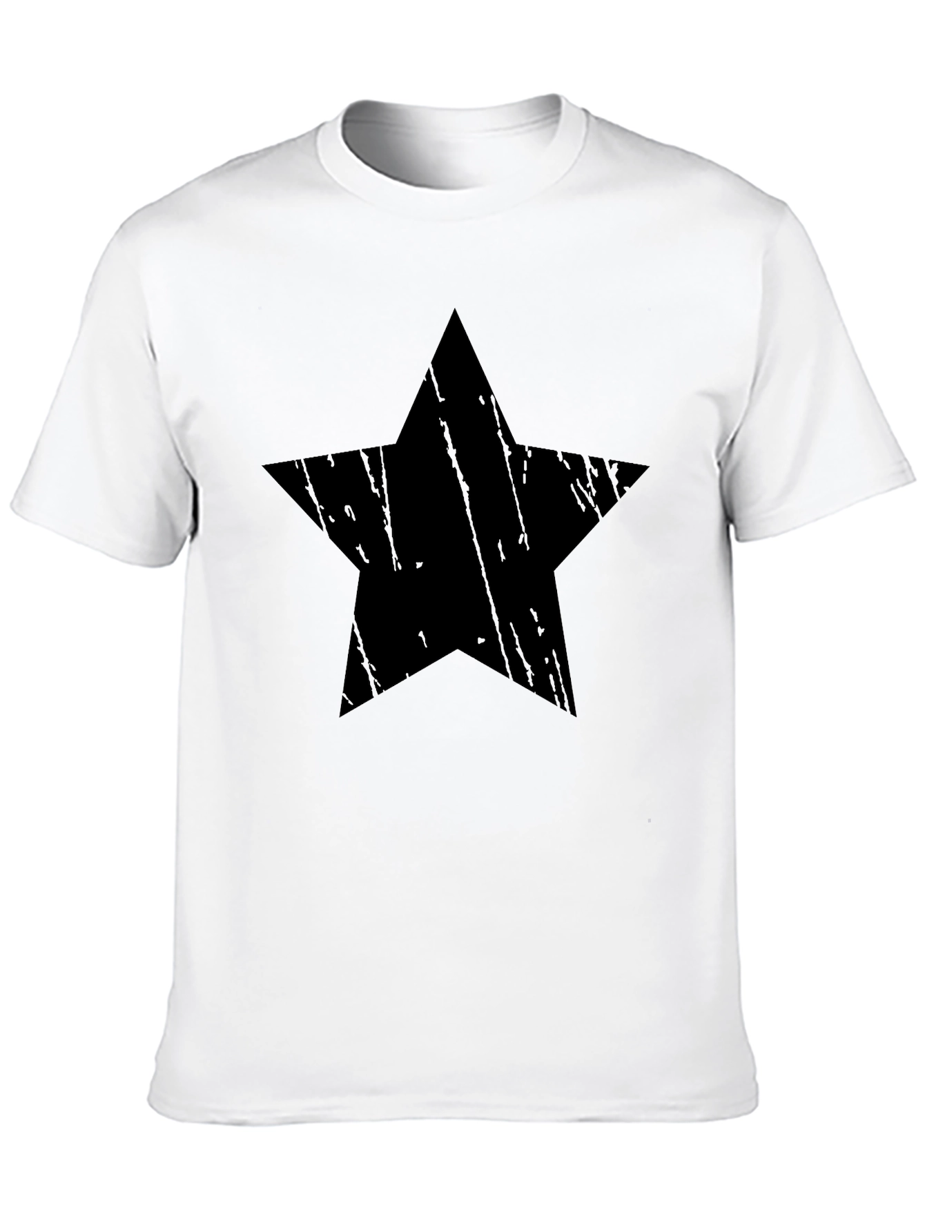 Distressed Star Graphic Black T-Shirt - Mens Casual Tee