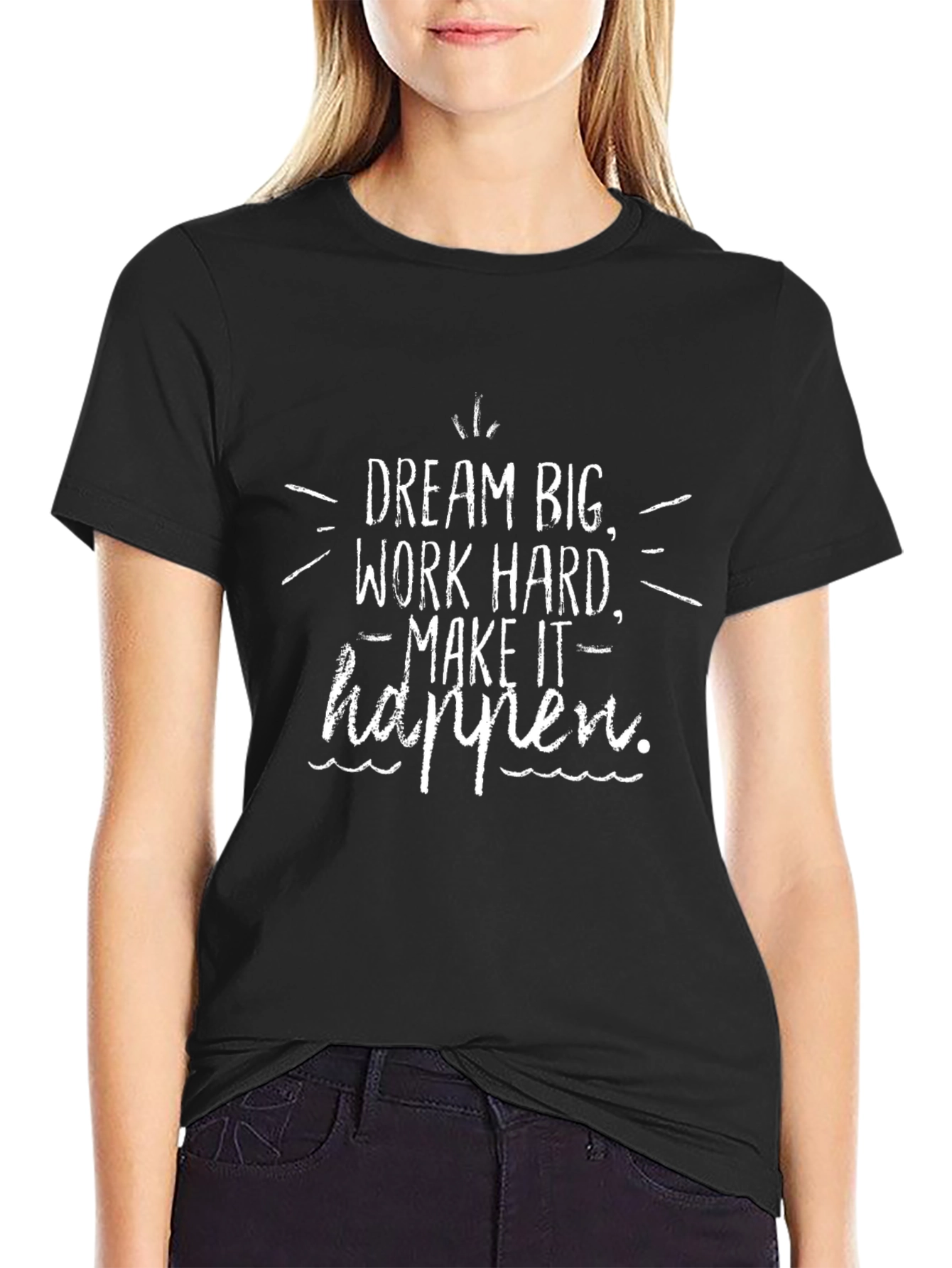 Dream Big Graphic Tee - Black Cotton T-Shirt