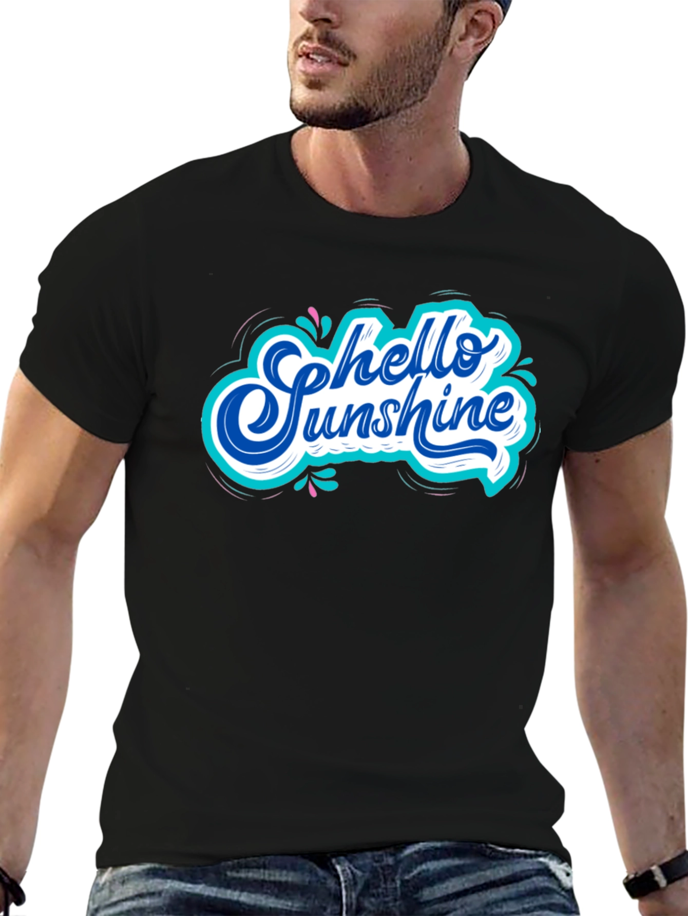 Hello Sunshine Black Graphic T-Shirt