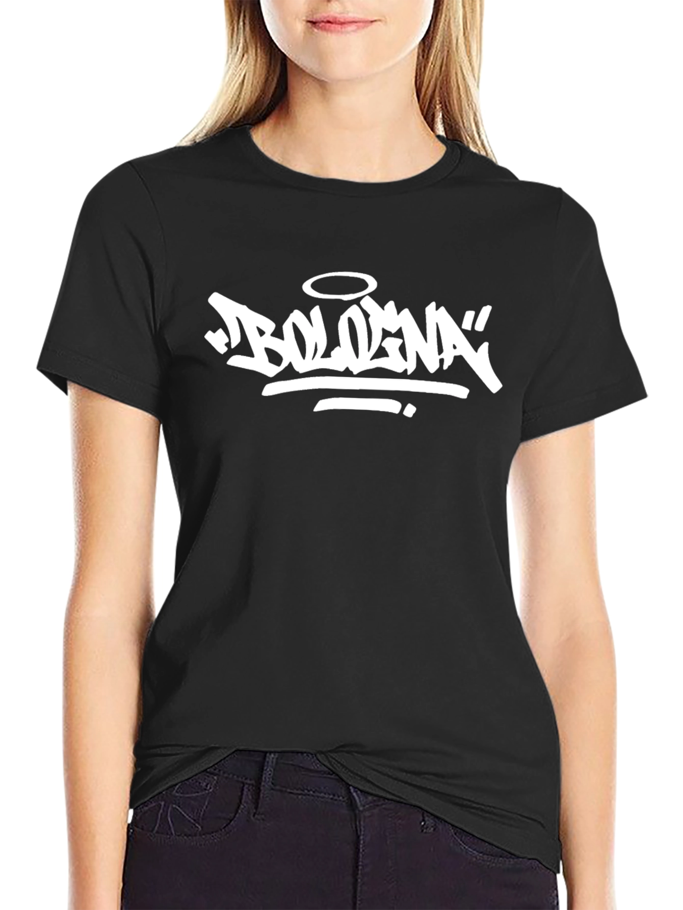 Bologna Graphic Tee - Black Crew Neck T-Shirt