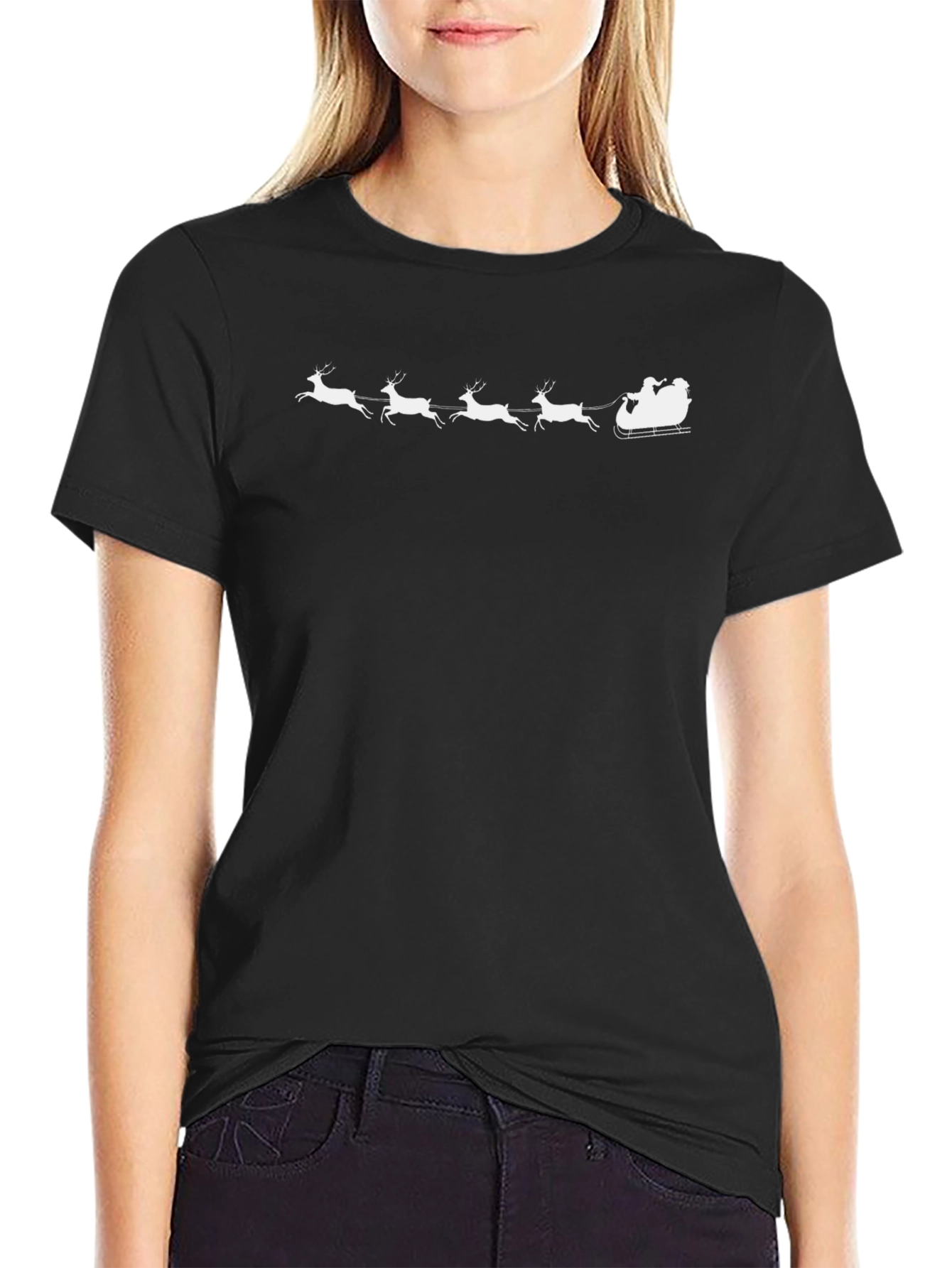 Santas Sleigh Black T-Shirt