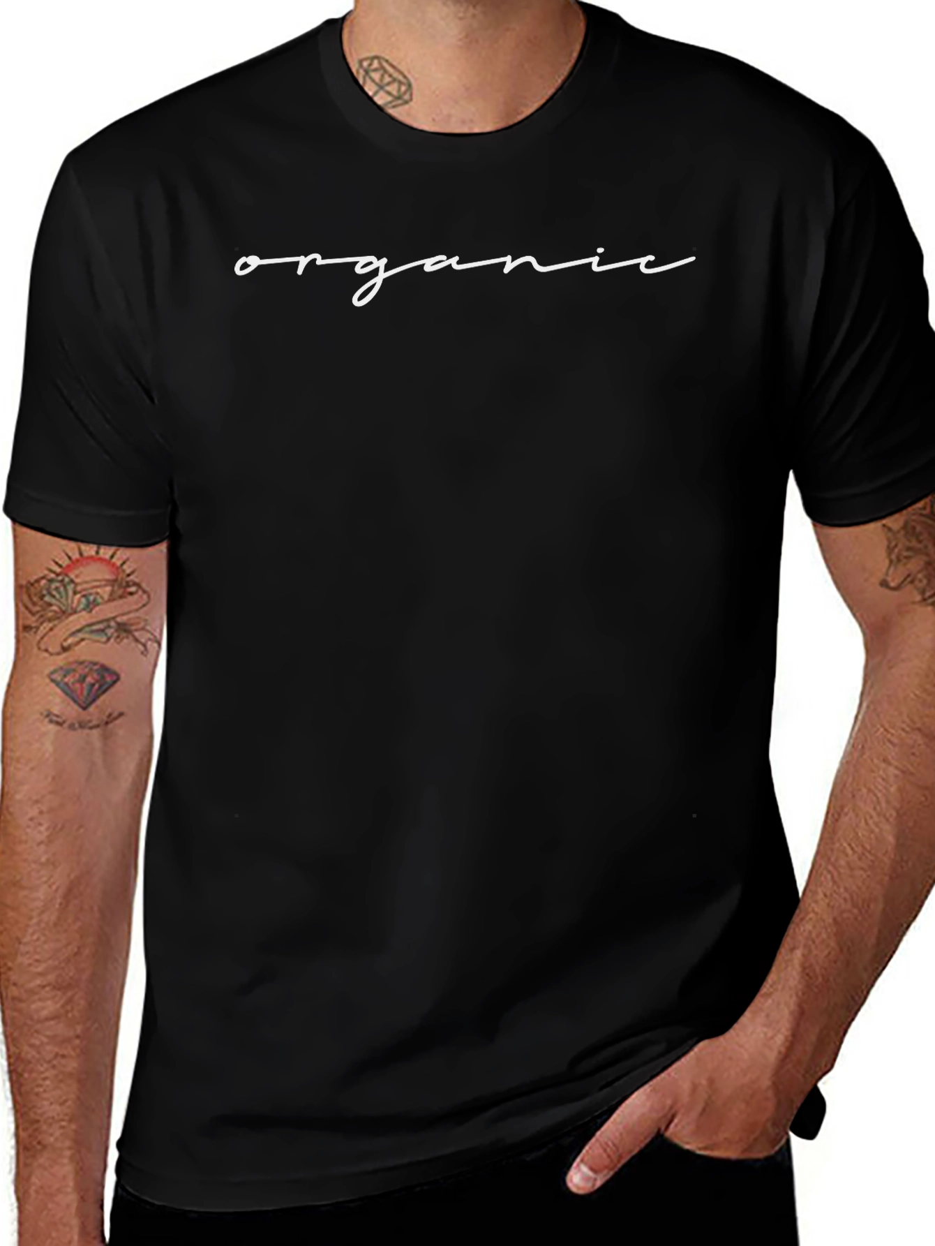 Organic Graphic Tee - Black Cotton Casual T-Shirt