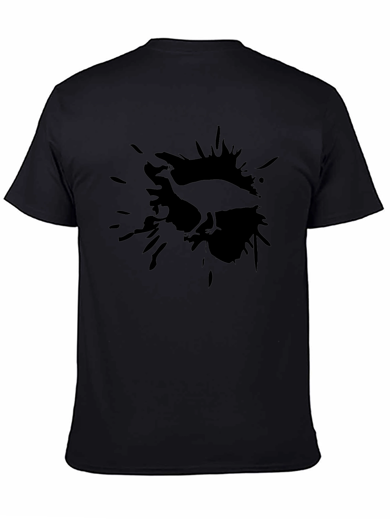 Mens Black T-Shirt with Bird Graphic