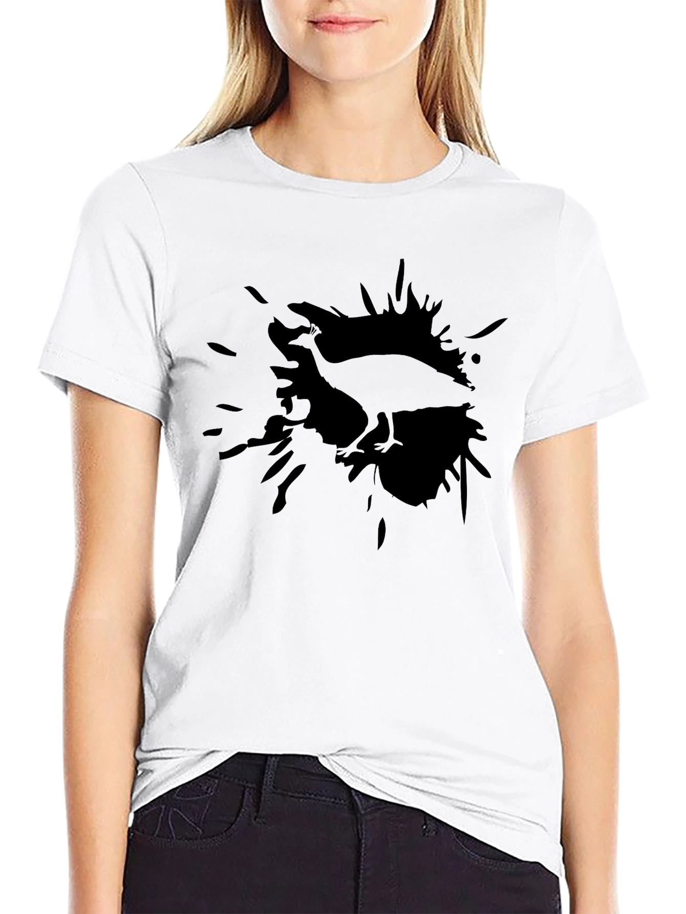 Mens Black T-Shirt with Bird Graphic