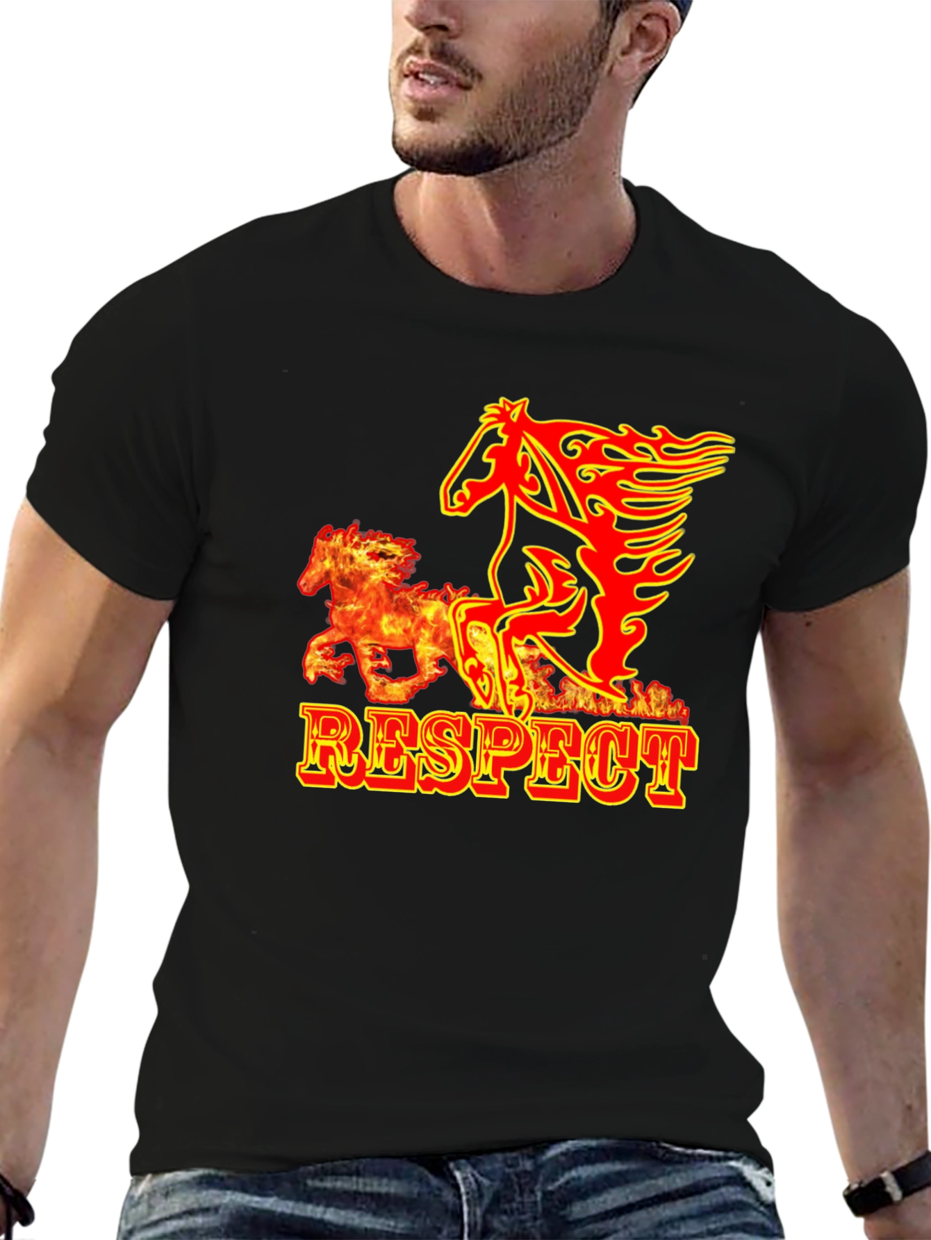 Respect Flame Horse Graphic T-Shirt