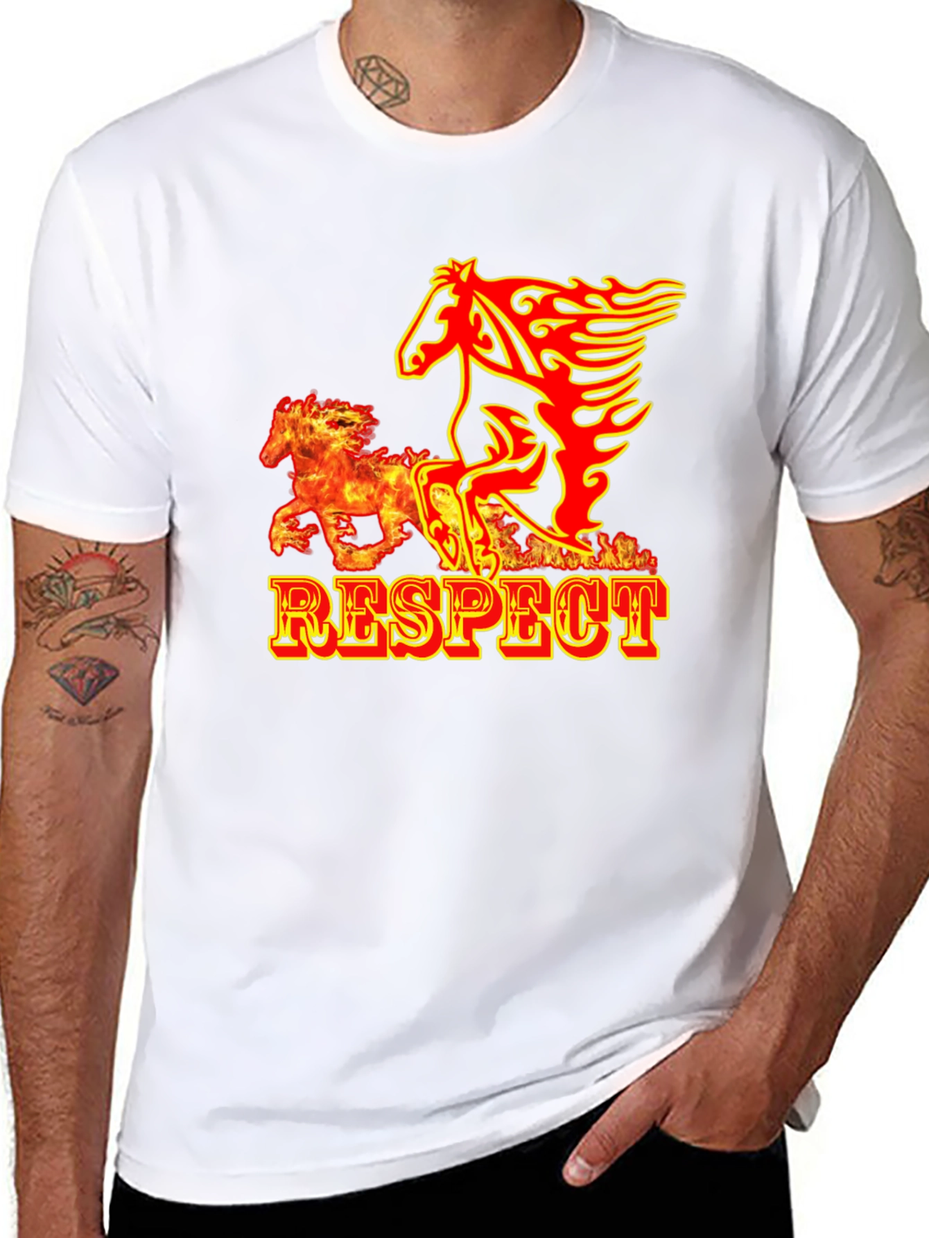Respect Flame Horse Graphic T-Shirt