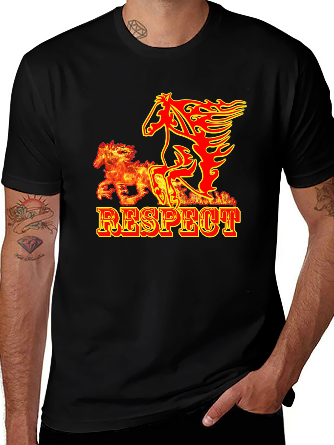Respect Flame Horse Graphic T-Shirt