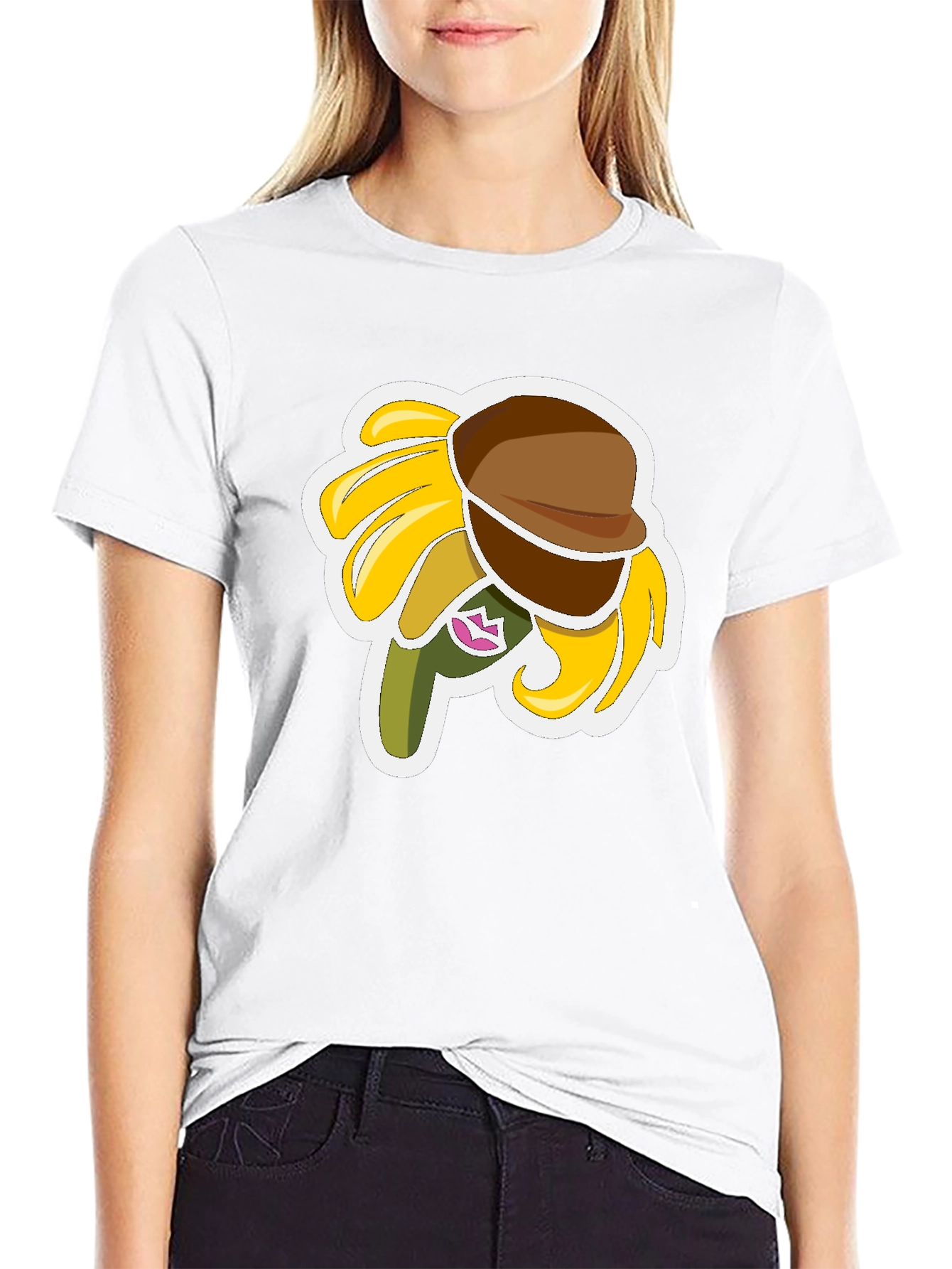 Sunflower Character Graphic Black T-Shirt