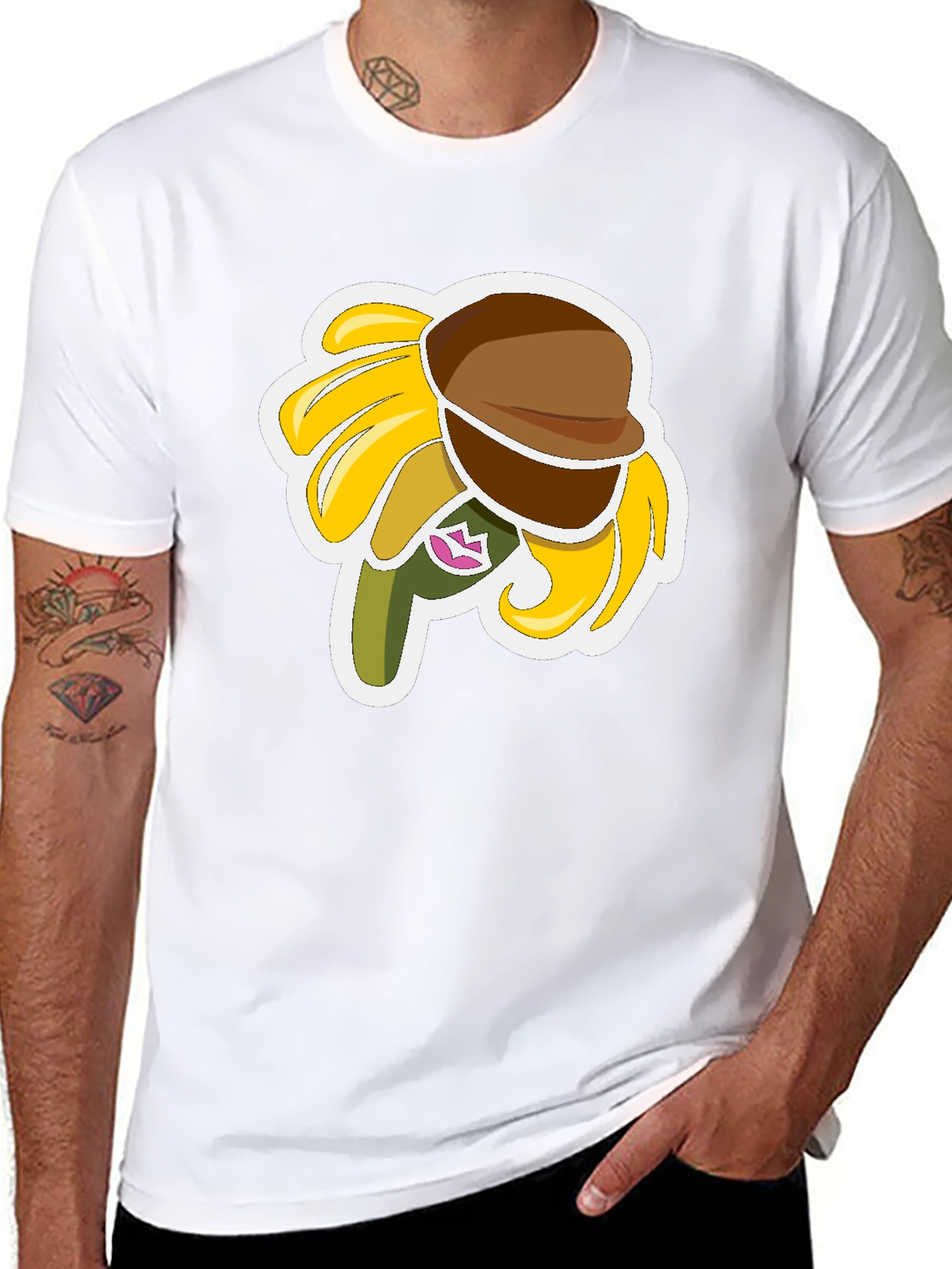 Sunflower Character Graphic Black T-Shirt
