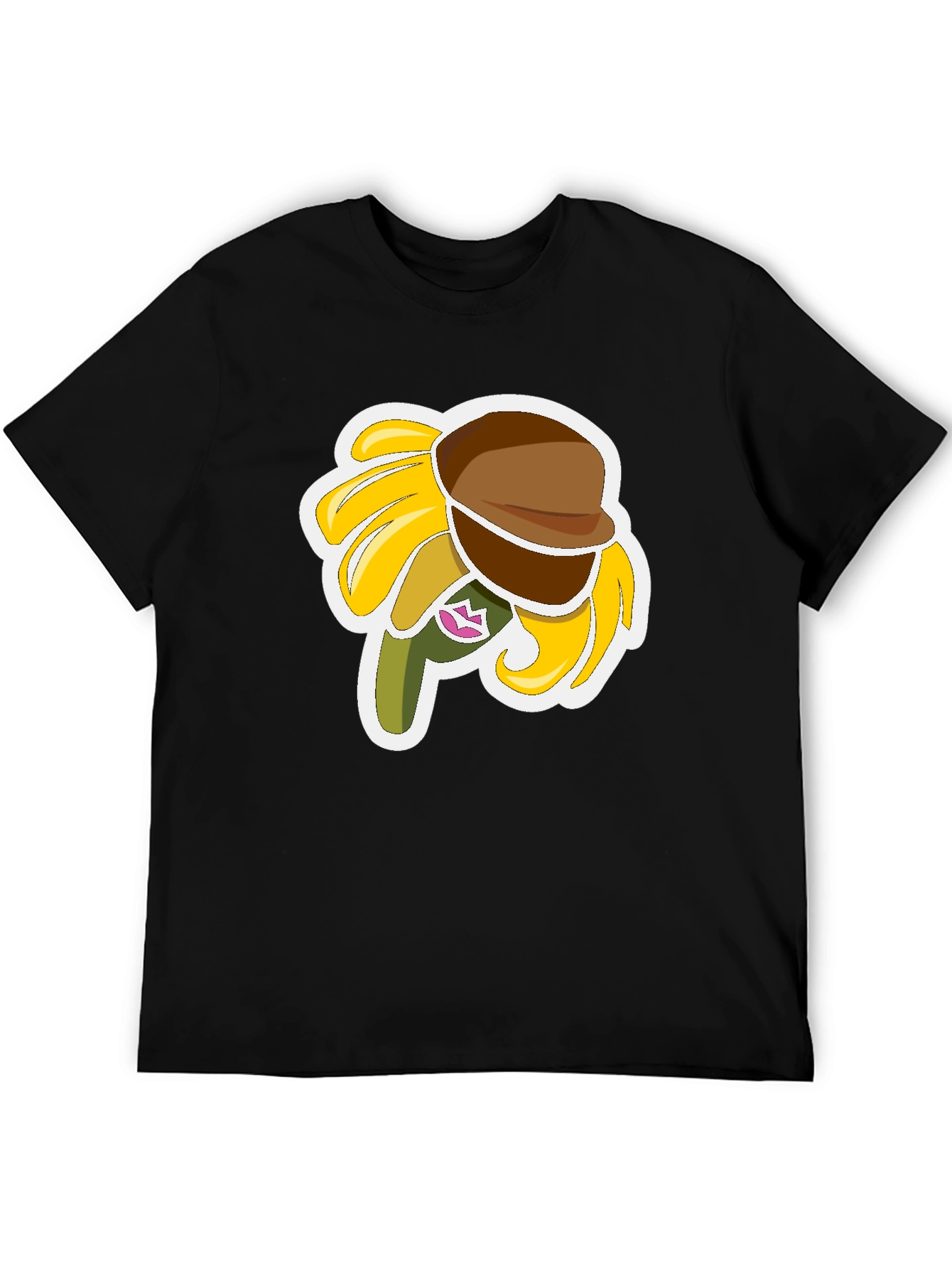 Sunflower Character Graphic Black T-Shirt