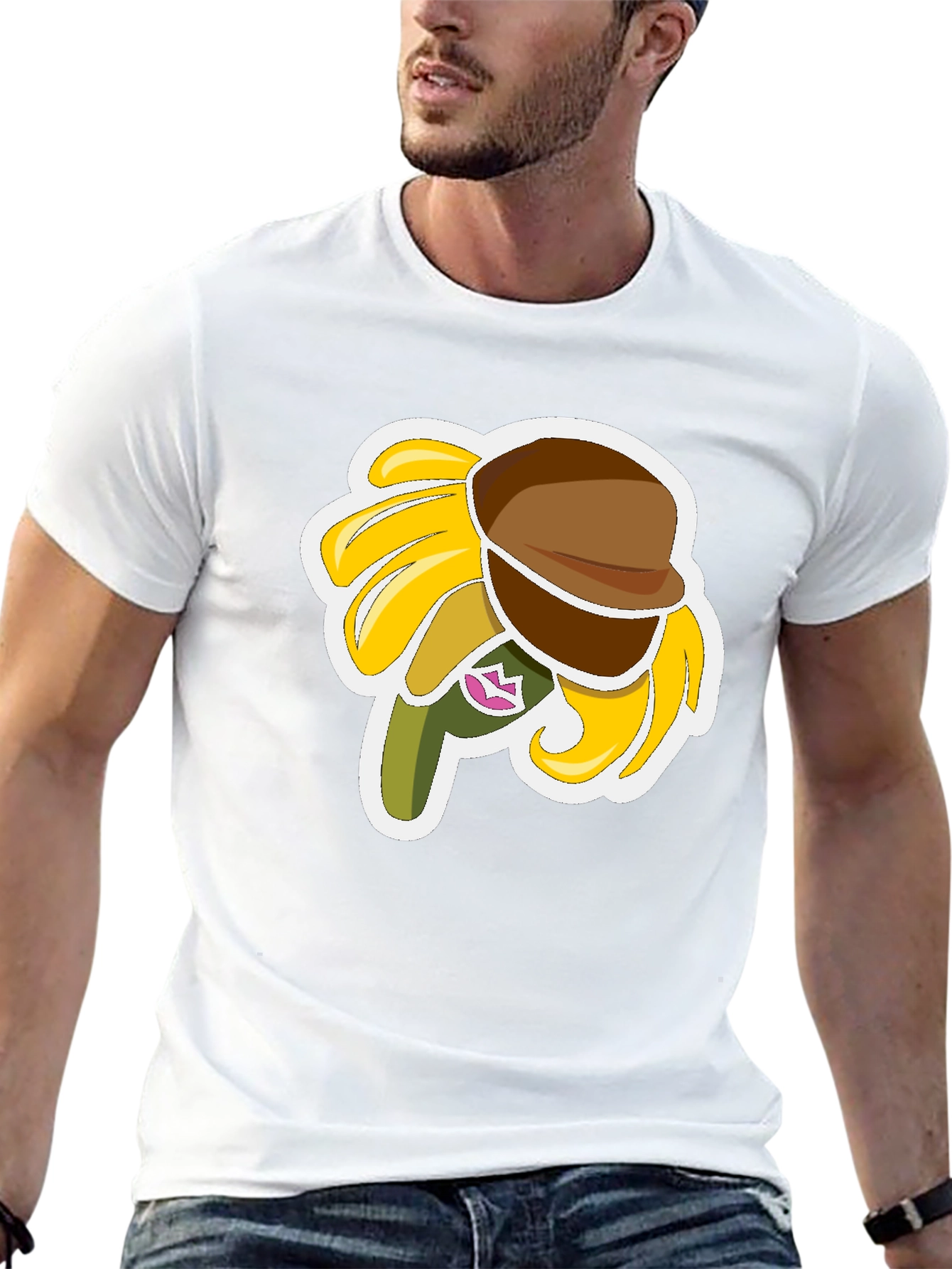 Sunflower Character Graphic Black T-Shirt