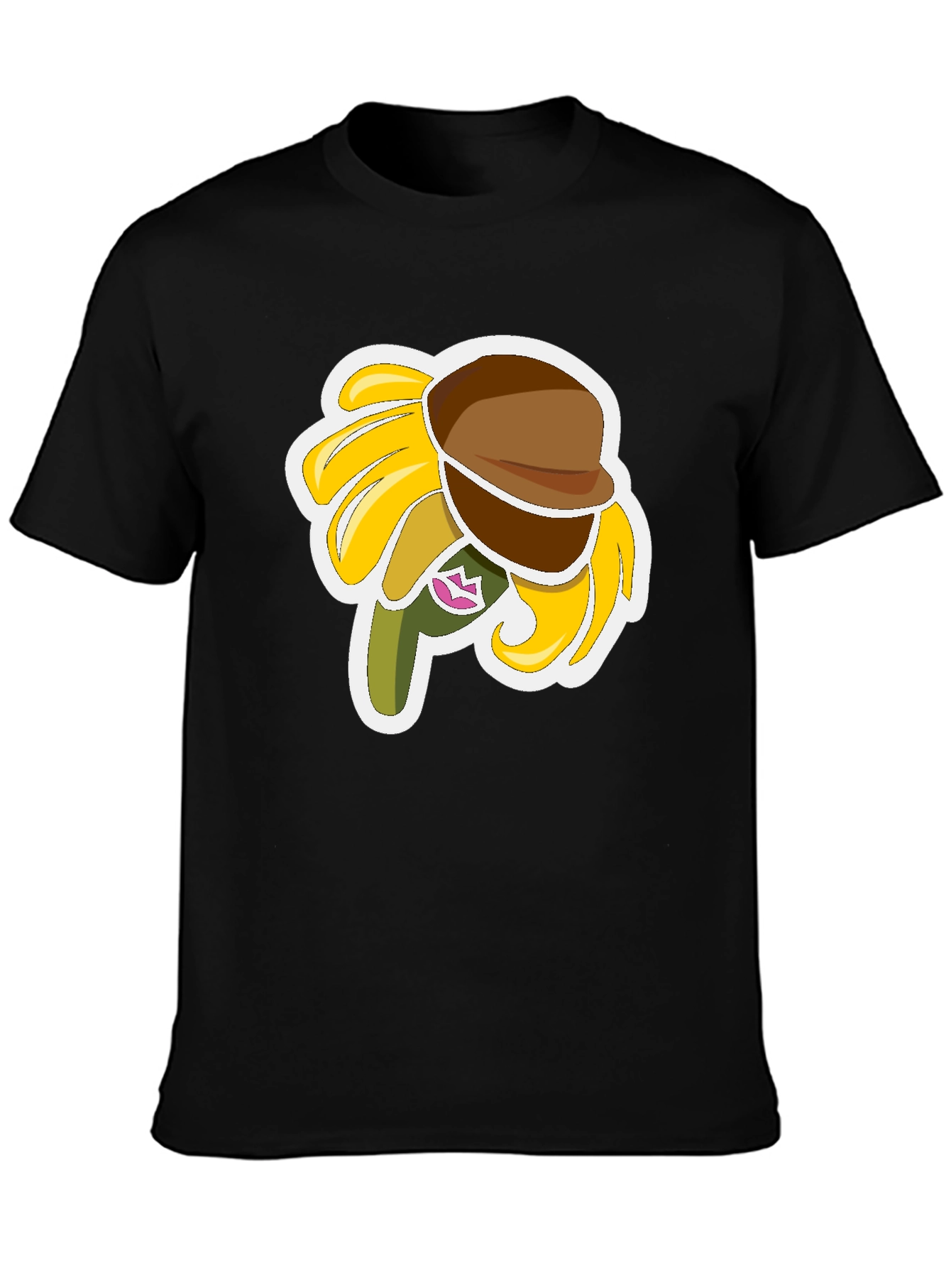 Sunflower Character Graphic Black T-Shirt
