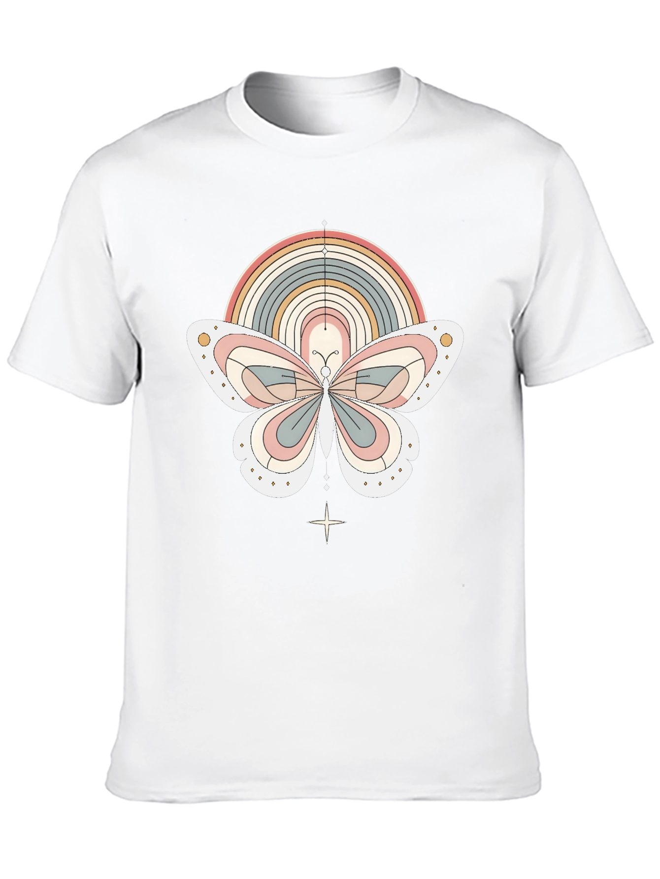 Retro Rainbow Butterfly Graphic T-Shirt