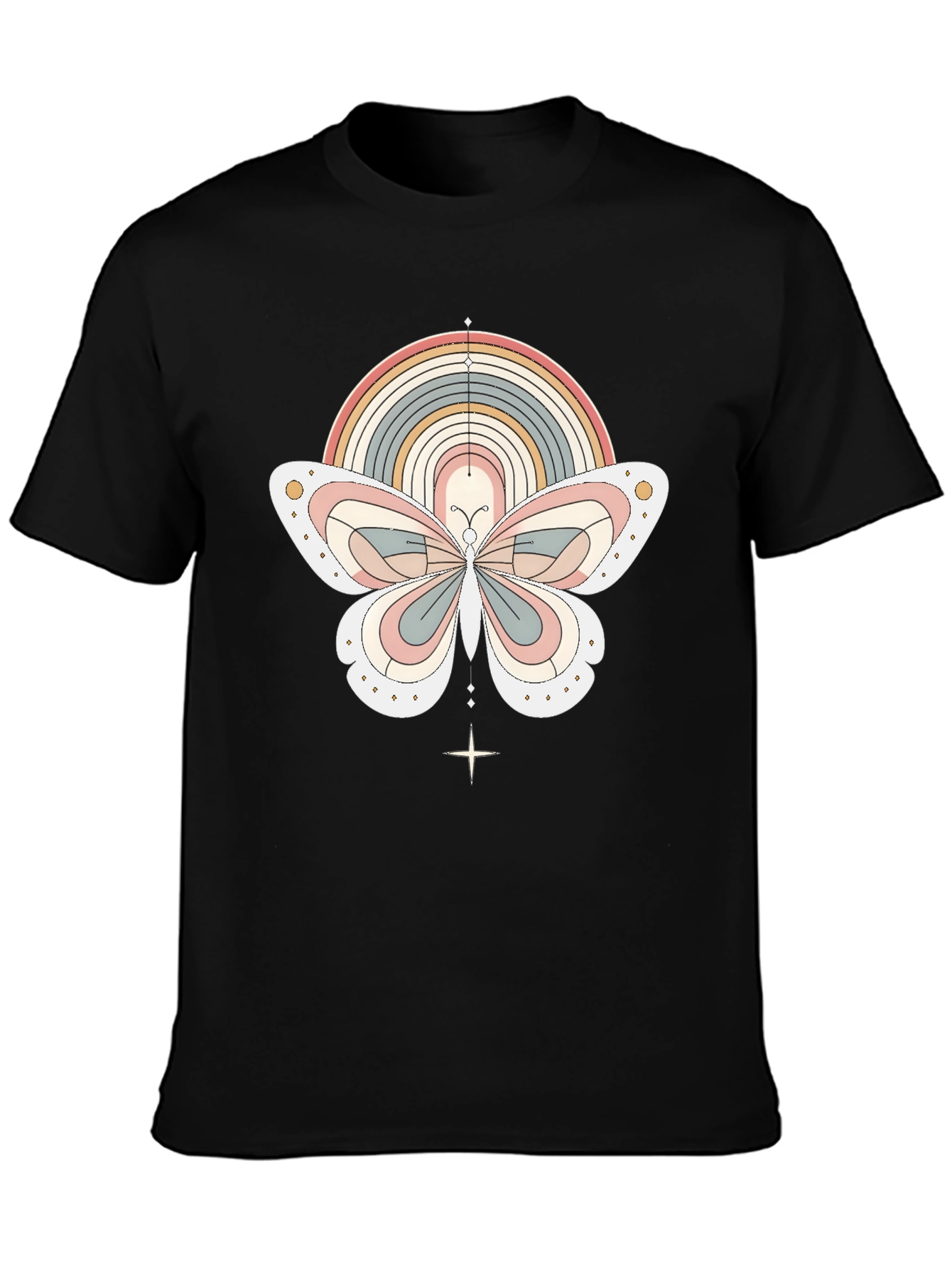 Retro Rainbow Butterfly Graphic T-Shirt