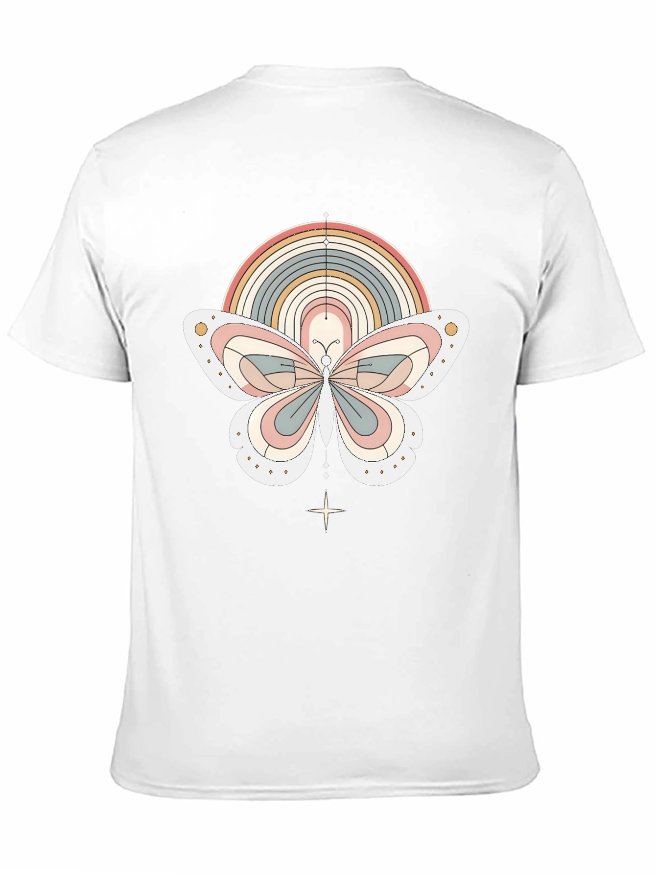 Retro Rainbow Butterfly Graphic T-Shirt