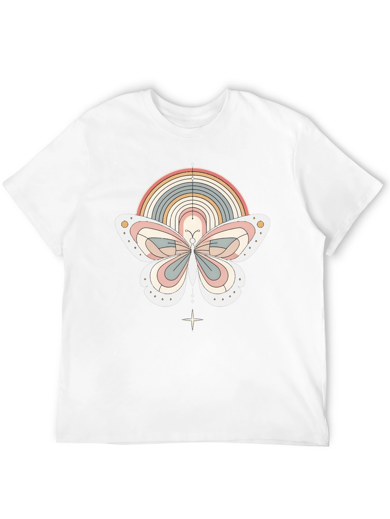 Retro Rainbow Butterfly Graphic T-Shirt