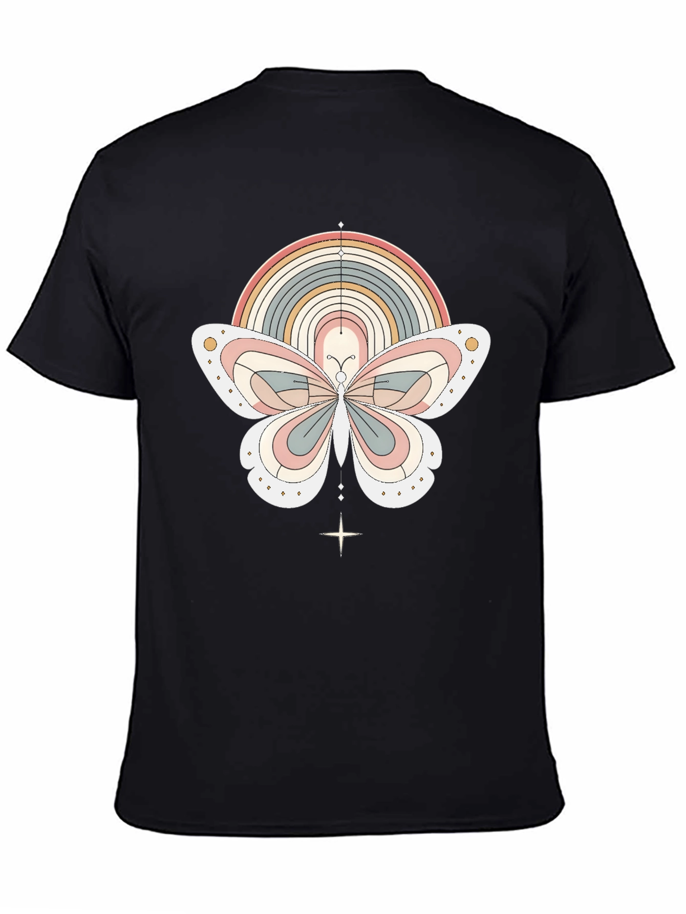 Retro Rainbow Butterfly Graphic T-Shirt