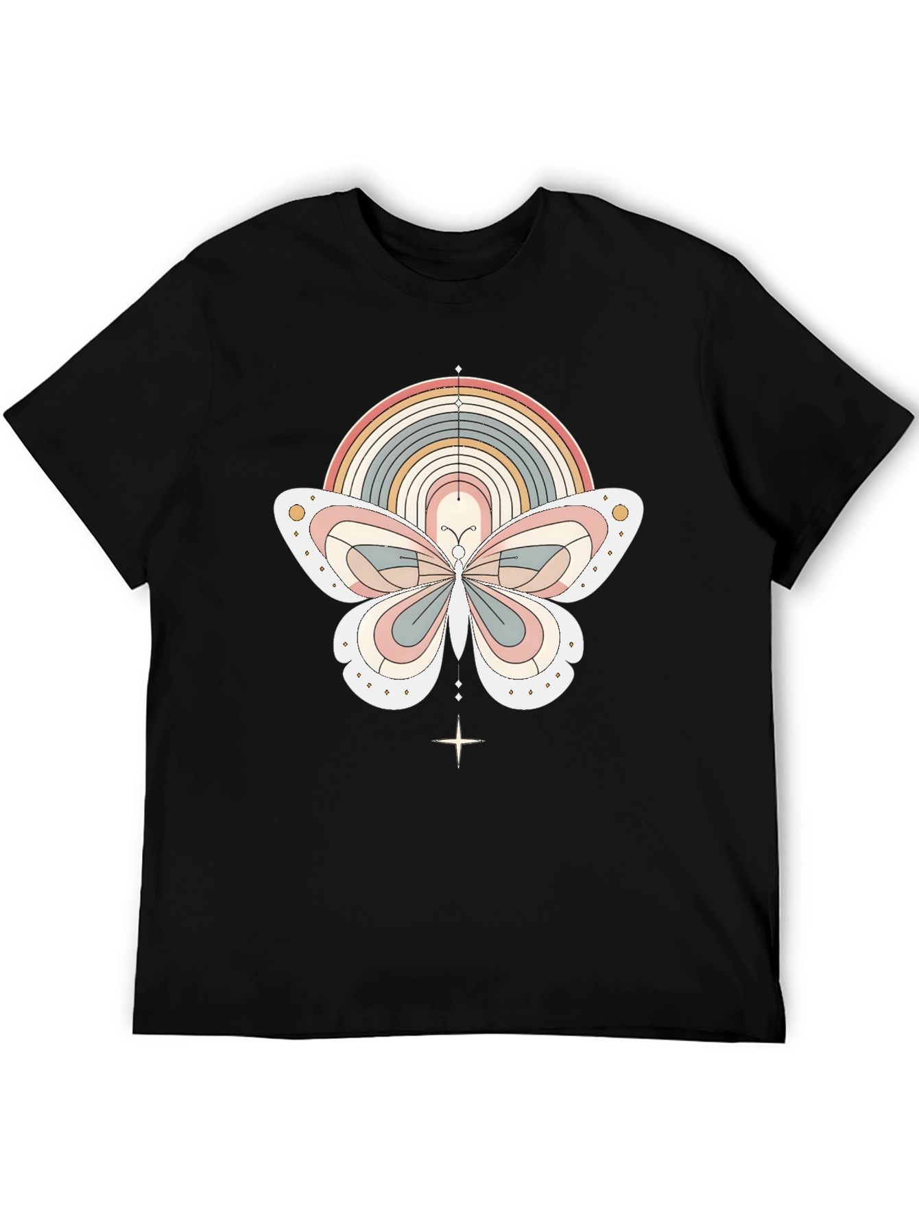 Retro Rainbow Butterfly Graphic T-Shirt