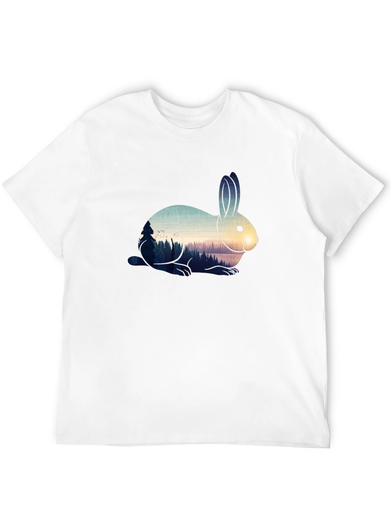 Rabbit Nature Scene Graphic Tee - Black