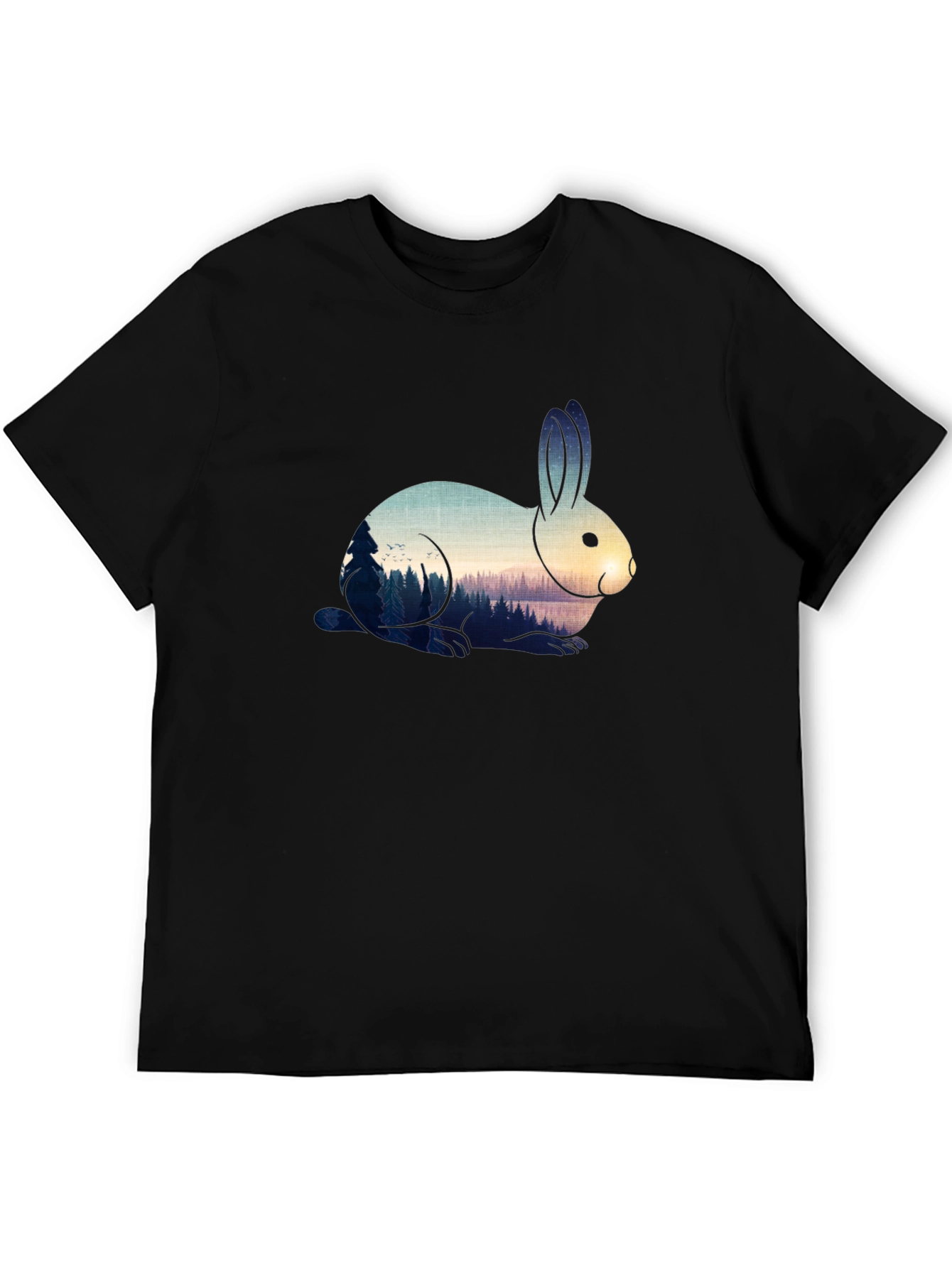 Rabbit Nature Scene Graphic Tee - Black