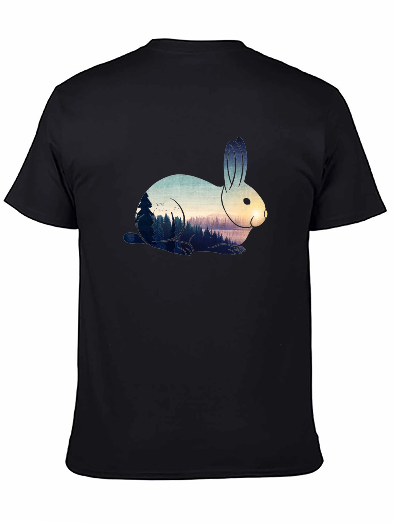 Rabbit Nature Scene Graphic Tee - Black