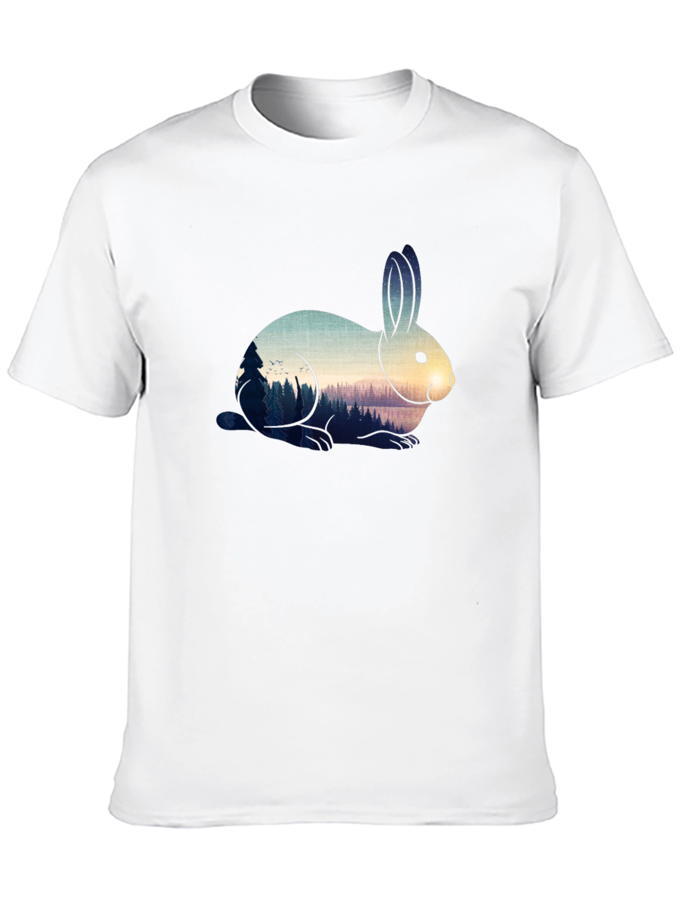 Rabbit Nature Scene Graphic Tee - Black