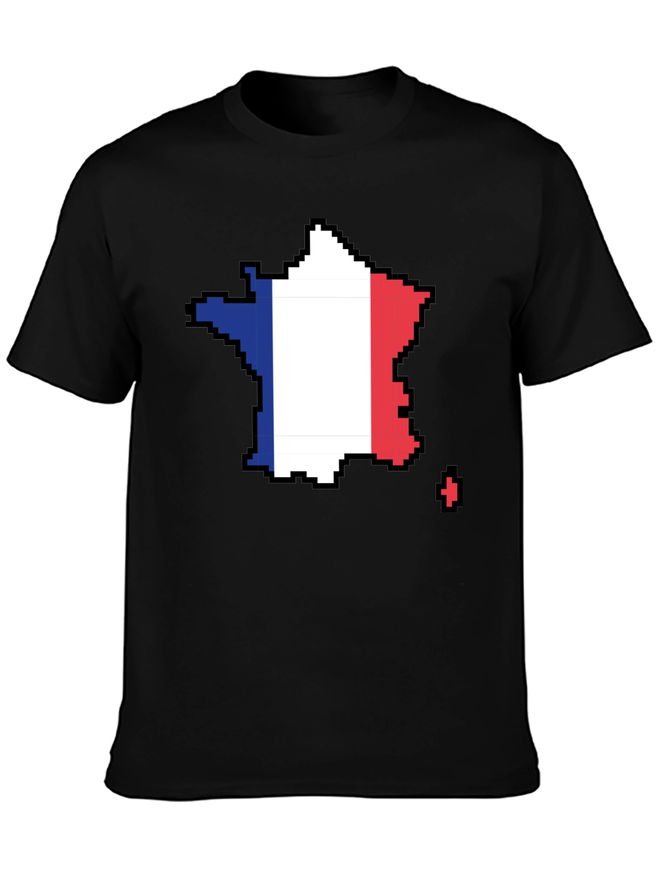 Pixel France Flag Graphic Tee - Black T-Shirt