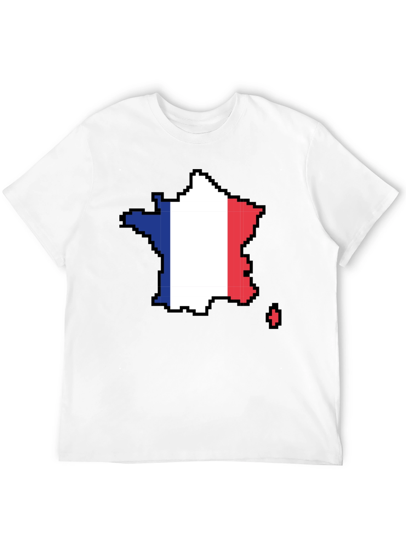 Pixel France Flag Graphic Tee - Black T-Shirt