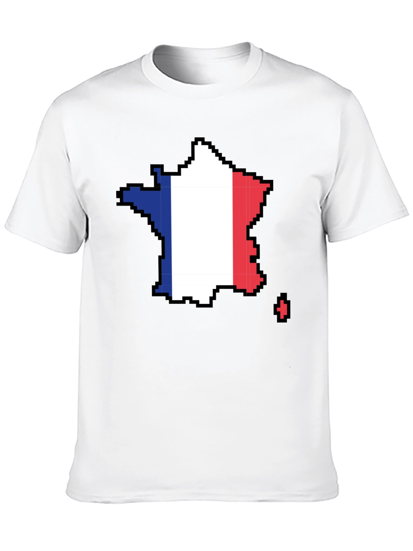 Pixel France Flag Graphic Tee - Black T-Shirt