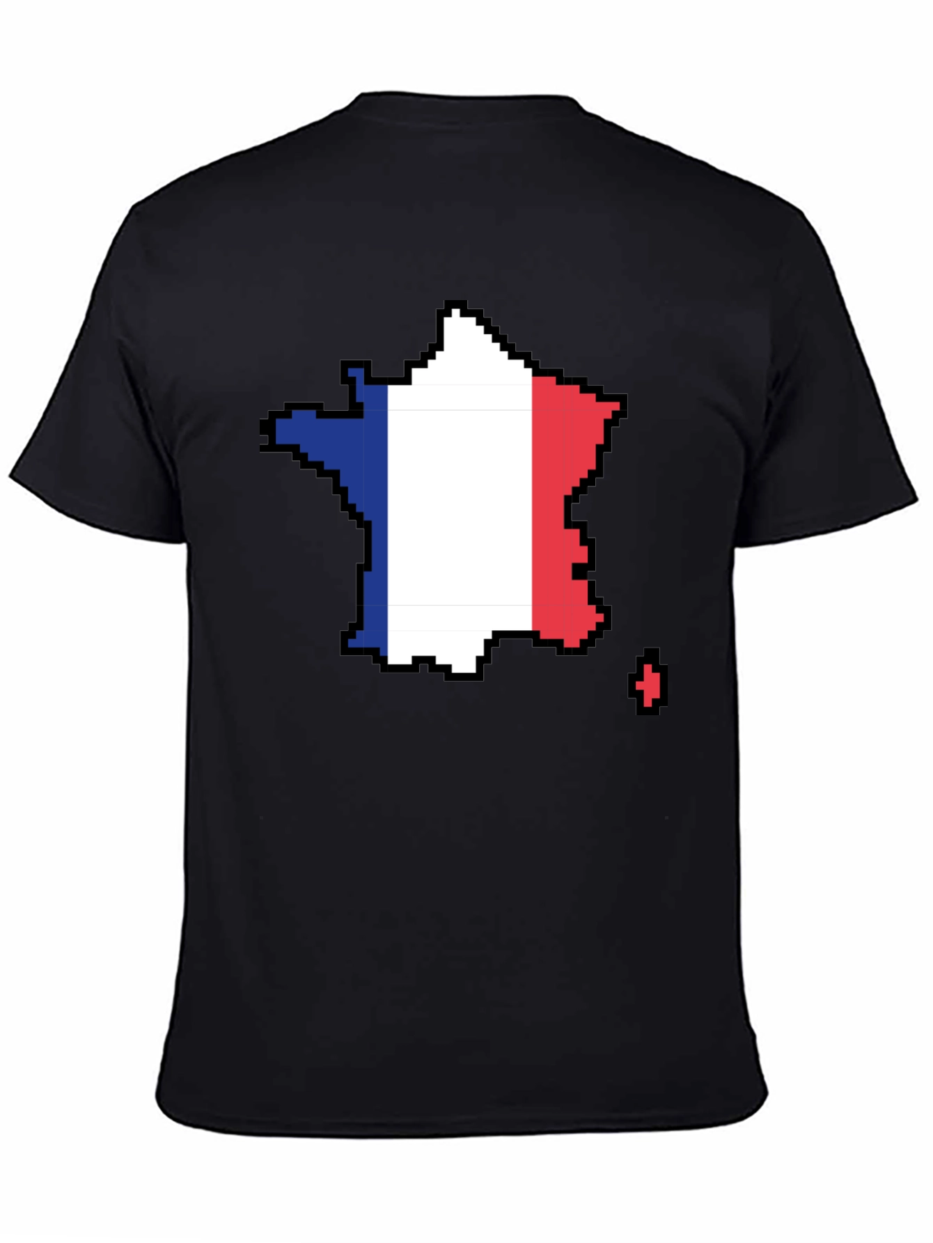 Pixel France Flag Graphic Tee - Black T-Shirt