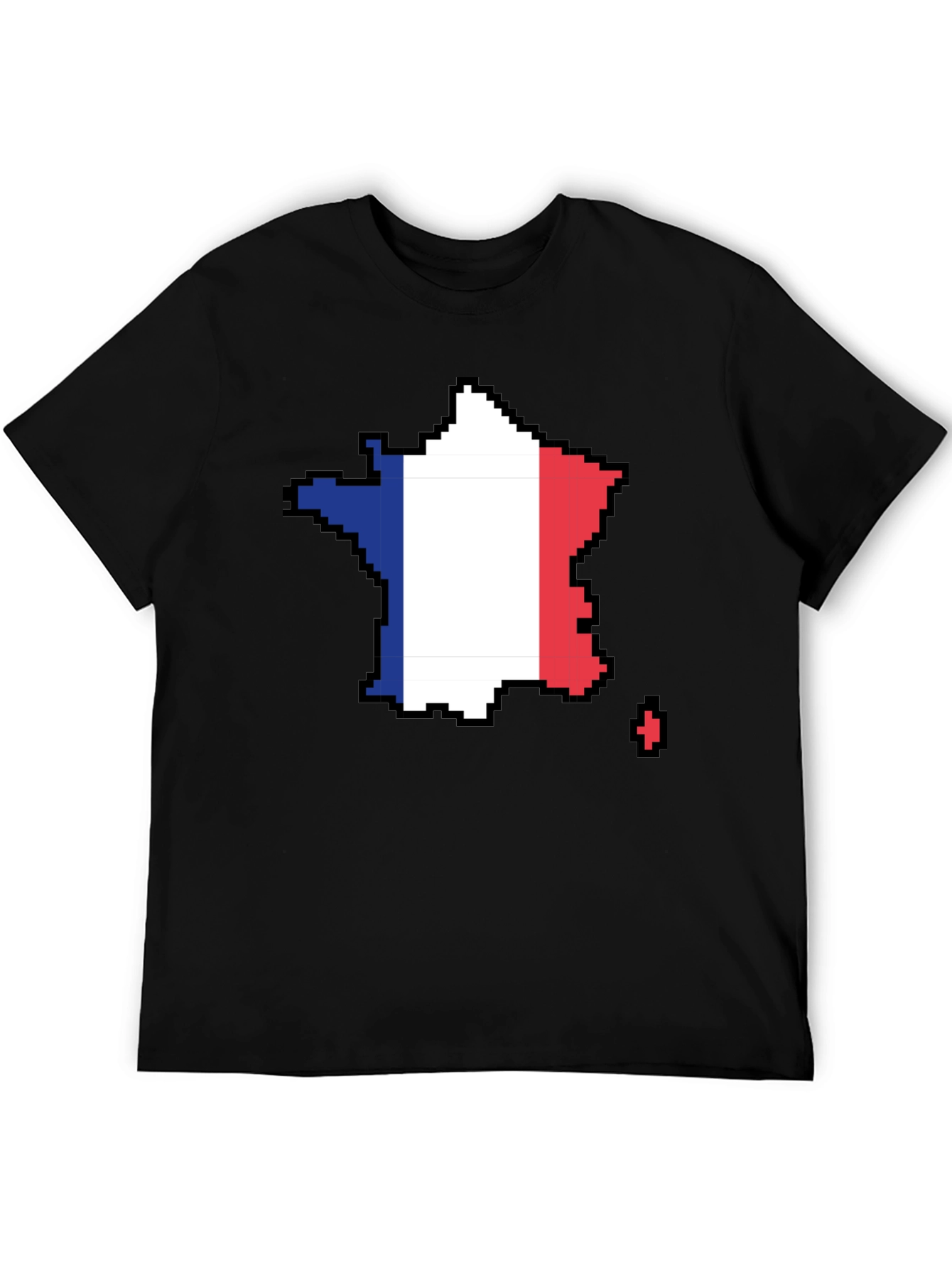 Pixel France Flag Graphic Tee - Black T-Shirt