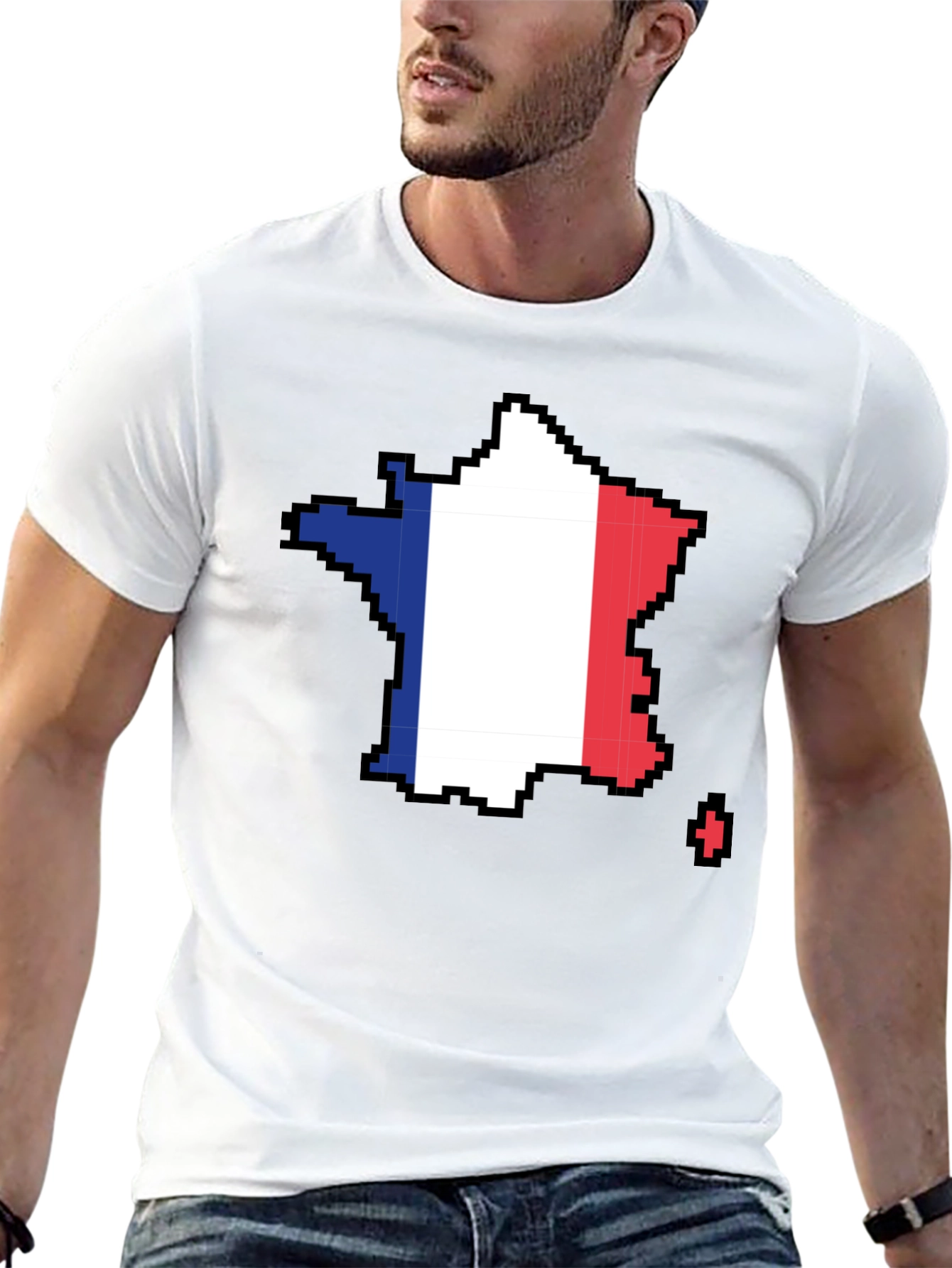 Pixel France Flag Graphic Tee - Black T-Shirt