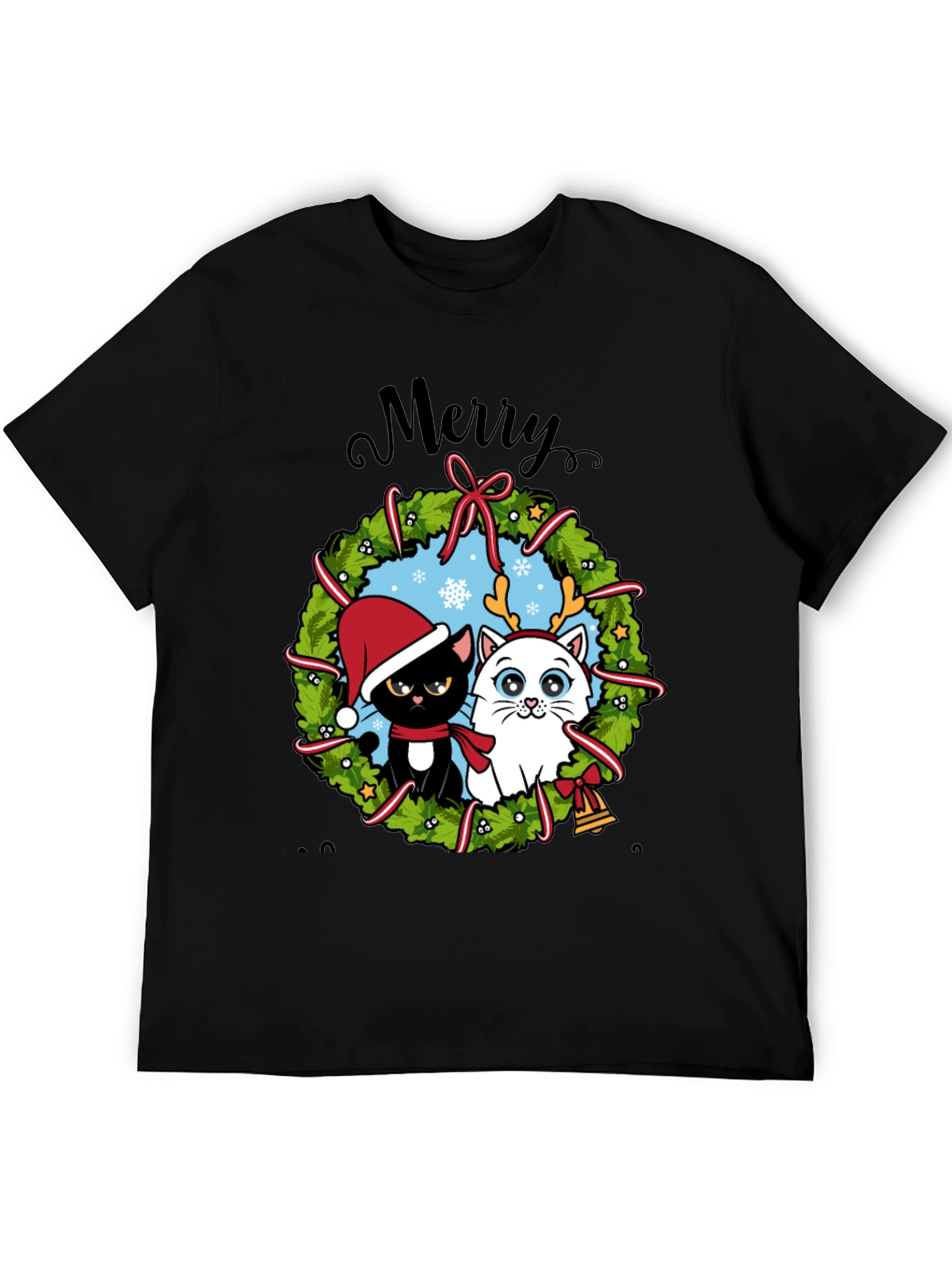 Festive Cat Christmas Wreath T-Shirt