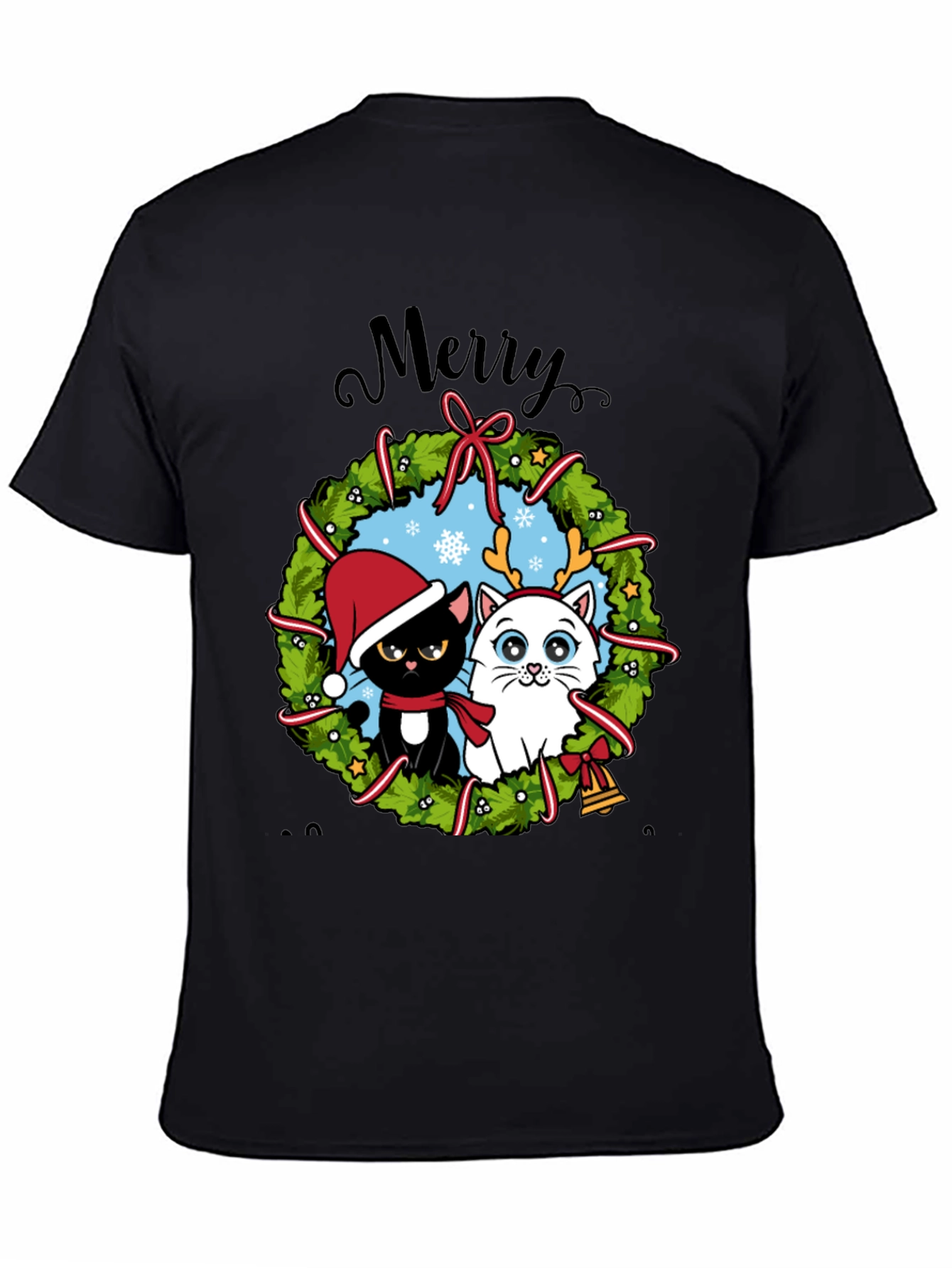 Festive Cat Christmas Wreath T-Shirt