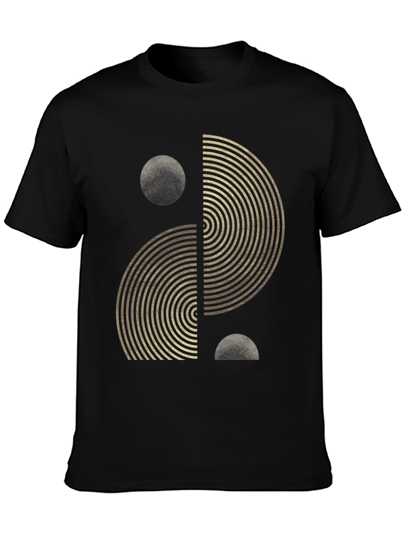 Geometric Yin Yang Graphic Tee - Black